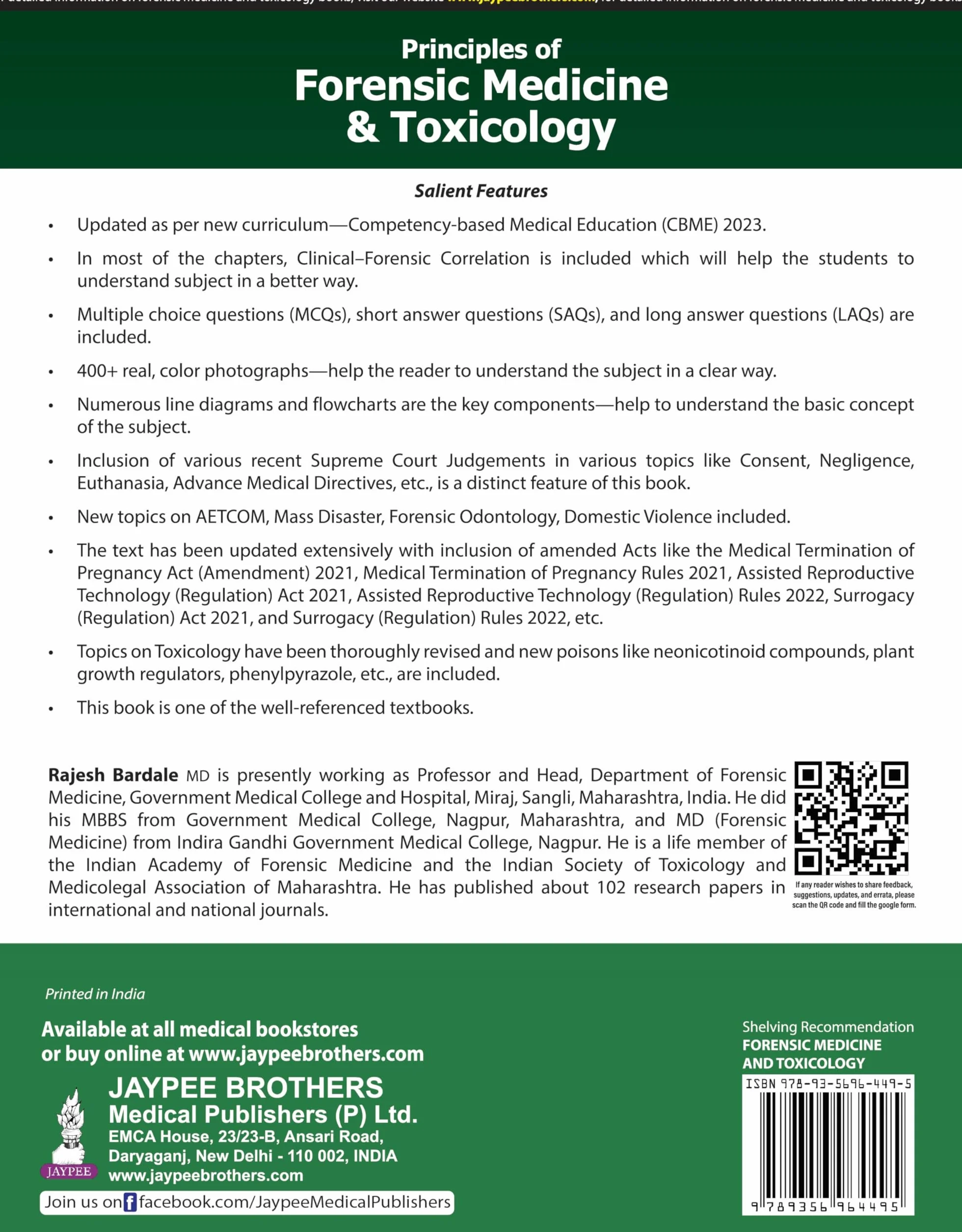 Principles of Forensic Medicine & Toxicology