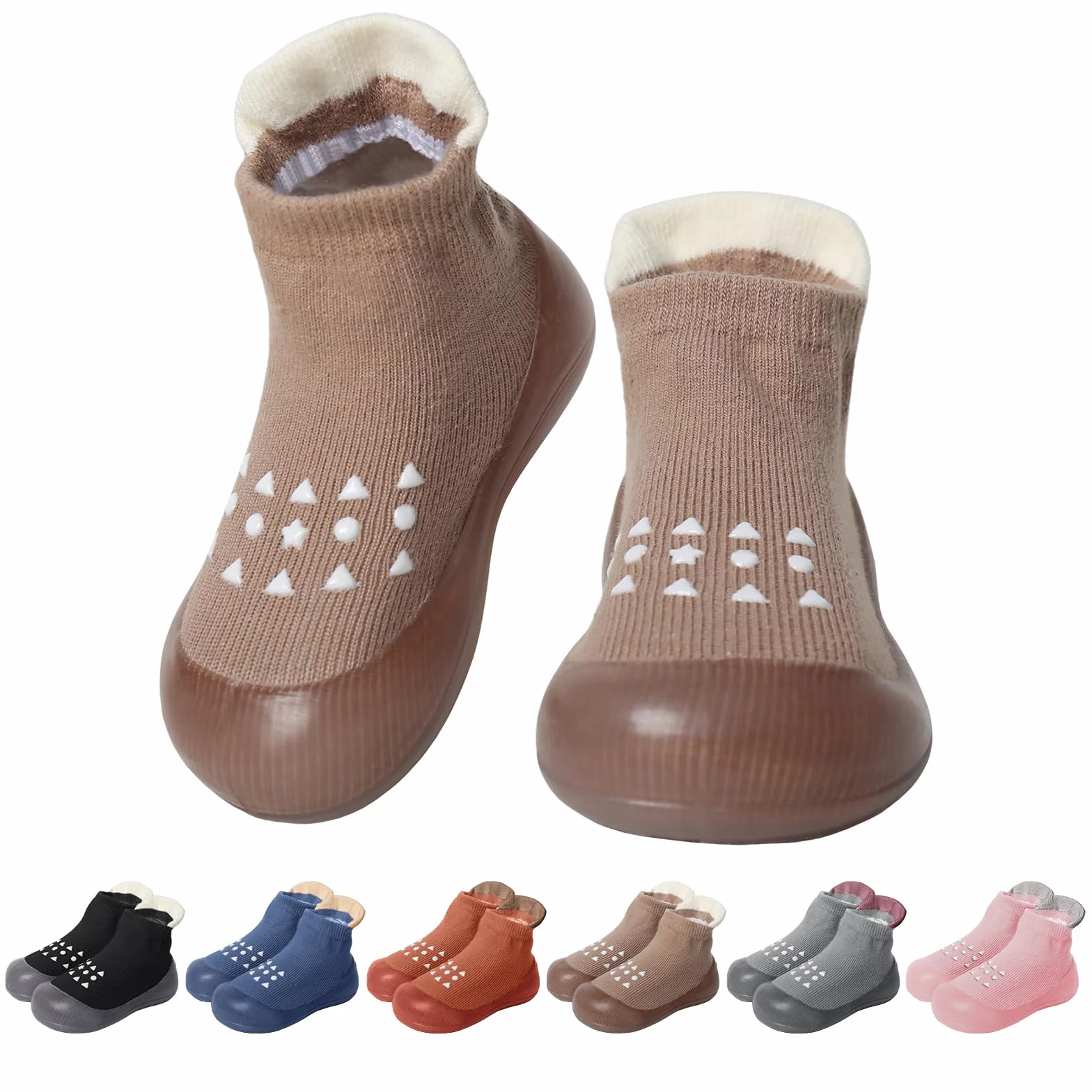 EDOTON Skarpety dla niemowląt, buty do pierwszego chodzenia, antypoślizgowa gumowa podeszwa, trampki, buty outdoorowe dla małych dzieci, chłopców, dziewcząt