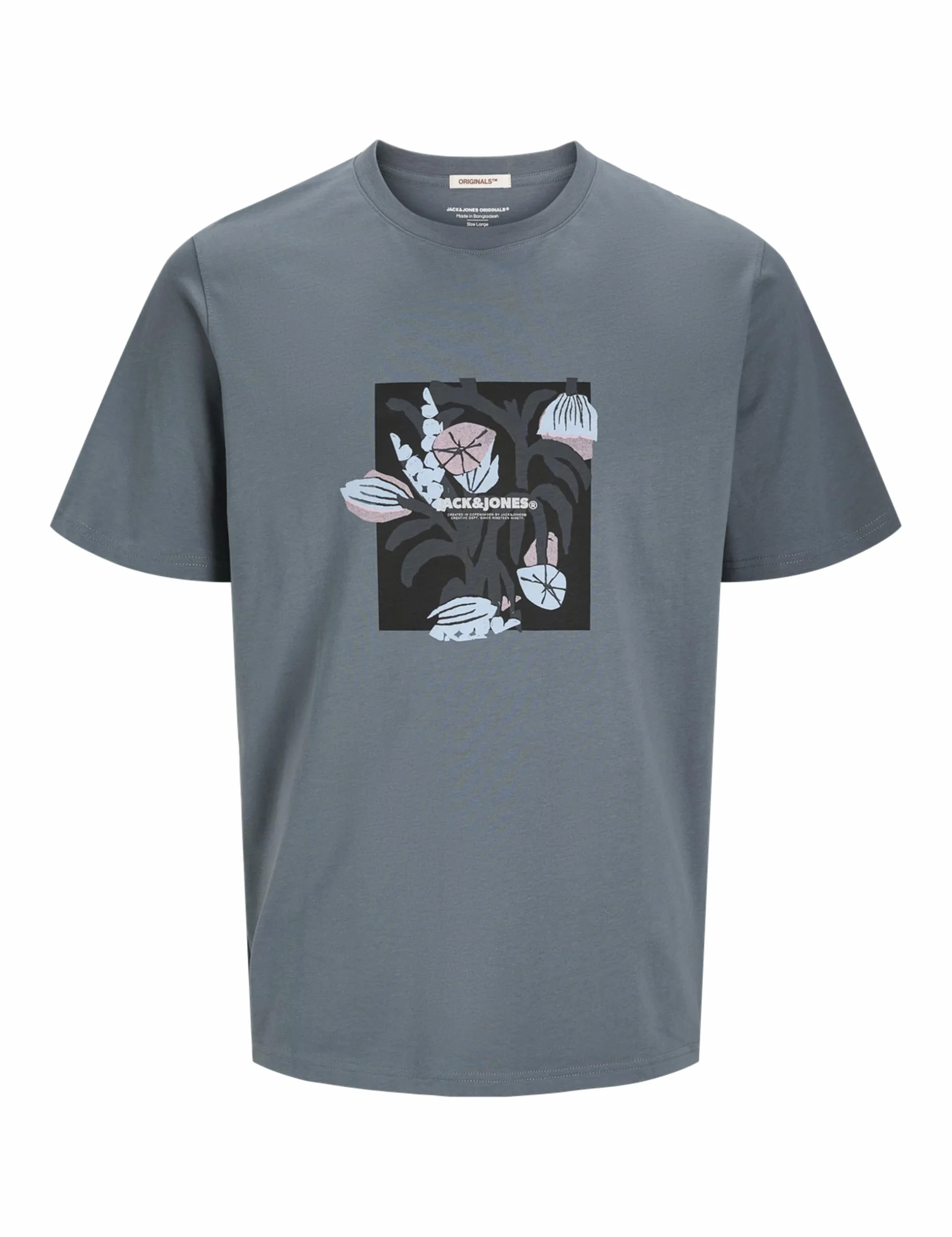 JACK & JONES Joralmeria Front Tee Ss Crew Neck męska koszulka z przodu, stormy pogoda, S