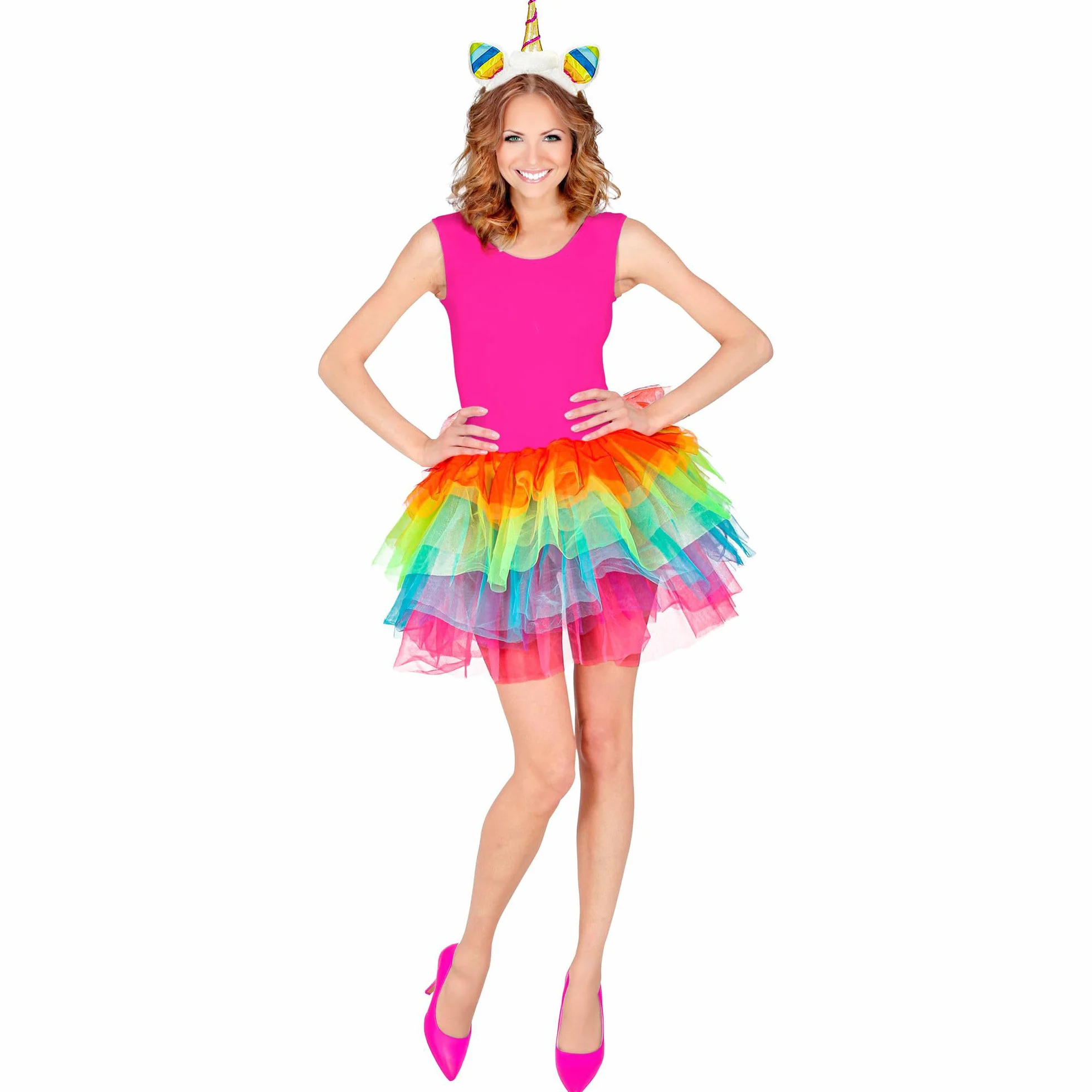 W WIDMANN MILANO Party Fashion 10344 - tutu tęczowa spódnica dla dorosłych, tiulowa spódnica, tancerki, karnawał, impreza tematyczna