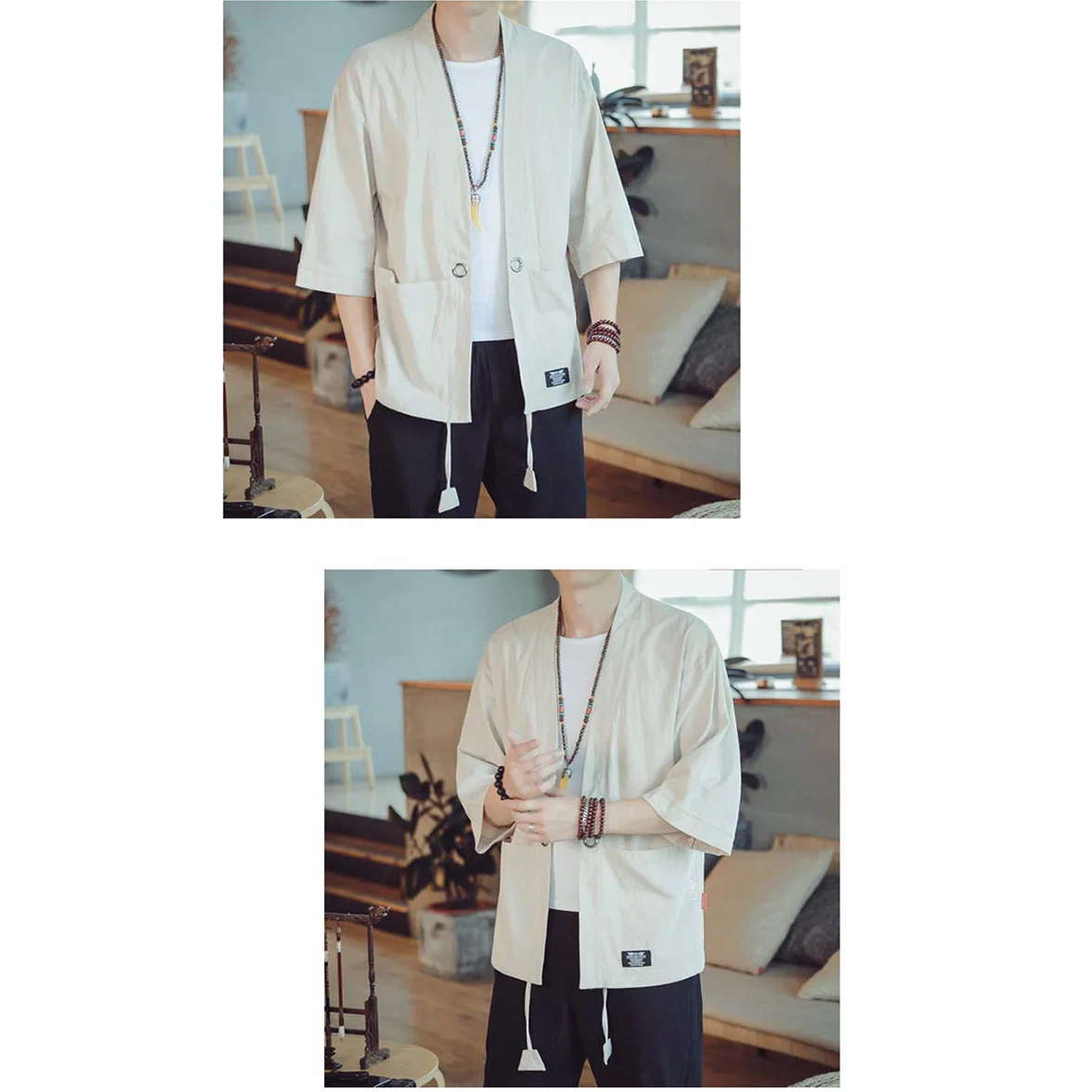 Seidarise Męskie kimono tradycyjna japońska odzież męski kardigan Noragi kurtka Yukata płaszcz Haori