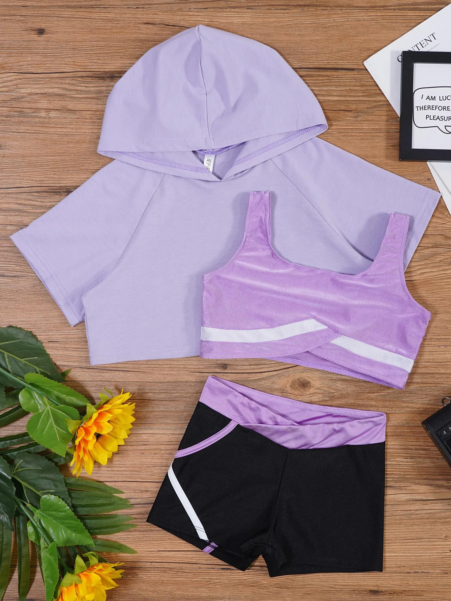 Dres treningowy dla dziewczynek, zestaw sportowy, z krótkim rękawem, bluza z kapturem, krótki rękaw, szorty dla dziewcząt, na lato, do tańca, treningu, biegania
