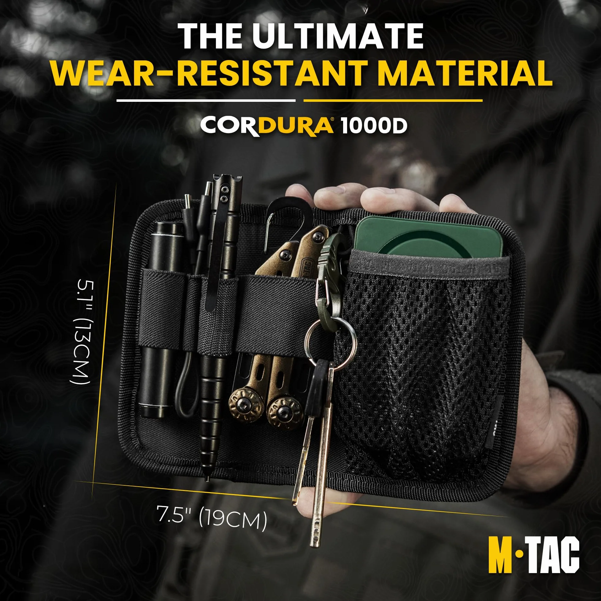 M-Tac Sac tactique Insert Modulaire Organiseur Utilitaire Admin Pochette Attaches Crochet Porte-clé, noir