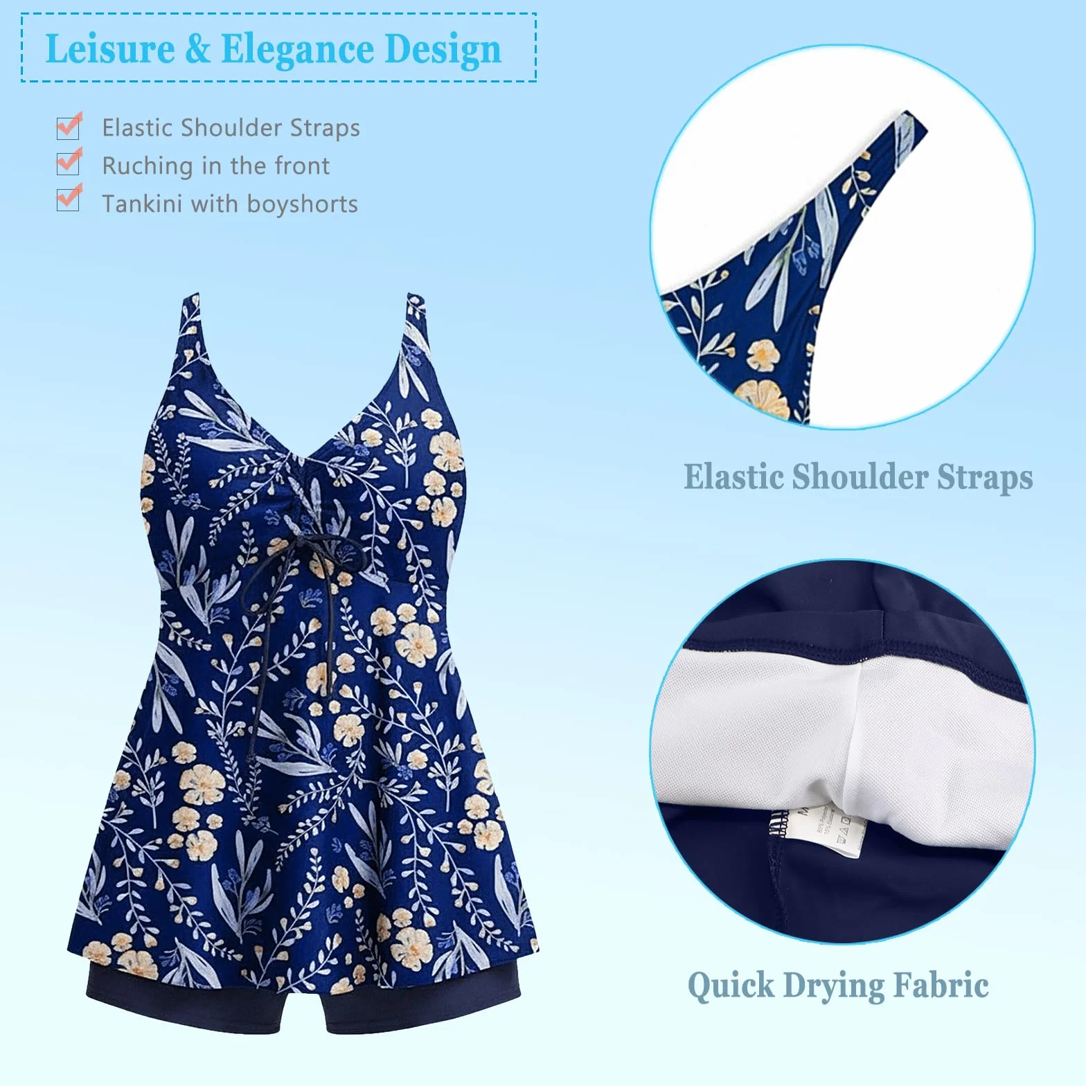 Tankini damski kostium kąpielowy, push up, górna część z szortami kąpielowymi, czas wolny, dwuczęściowy strój kąpielowy, zestaw bikini, na plażę, imprezę, basen, urlop, spa