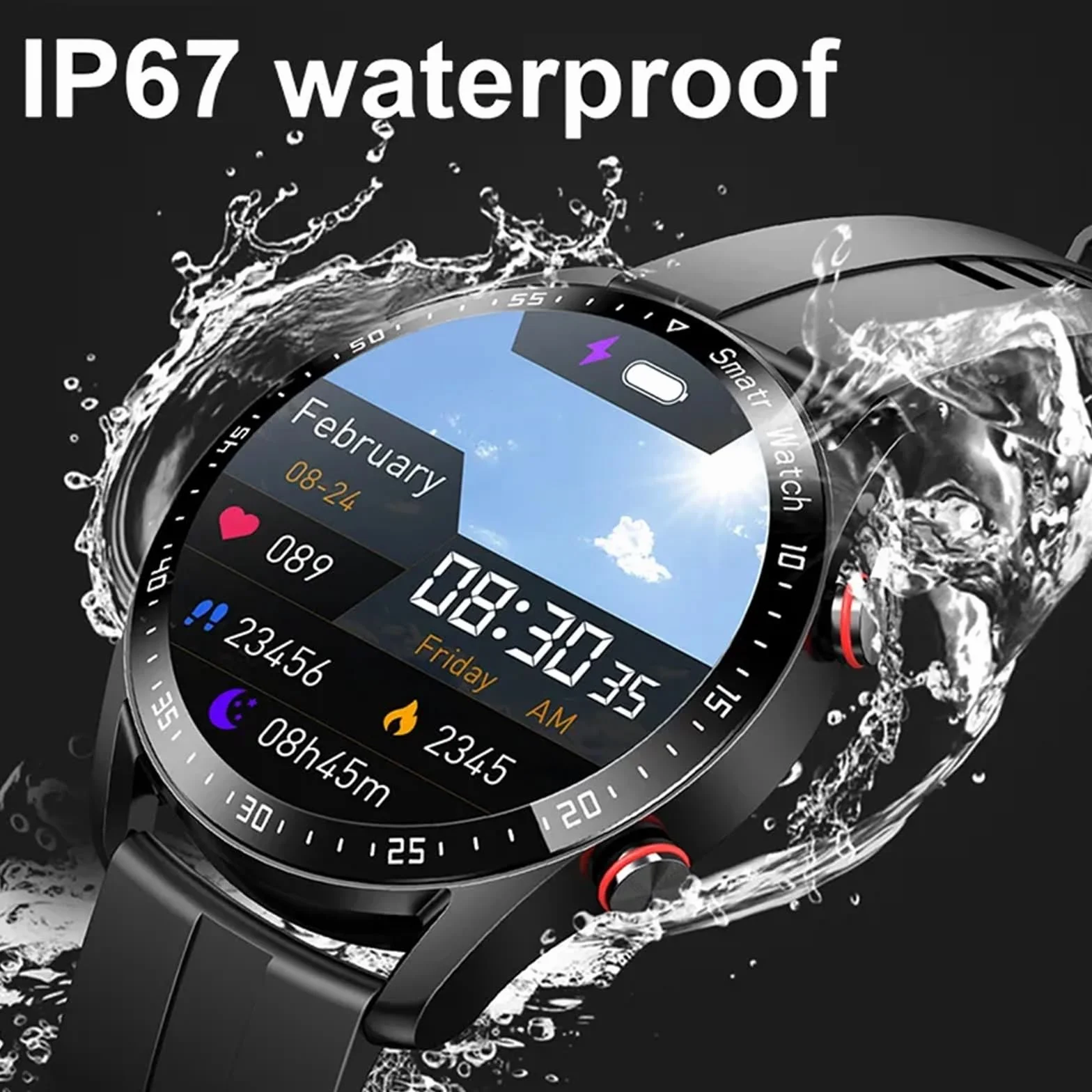 EKG + PPG Inteligentny Zegarek Bluetooth Call Męski W Pełni Dotykowy Zegarek Sportowy Monitor Zdrowia Męski Smartwatch Wodoodporny Dla Androida IOS (Color : Silver silicone band)