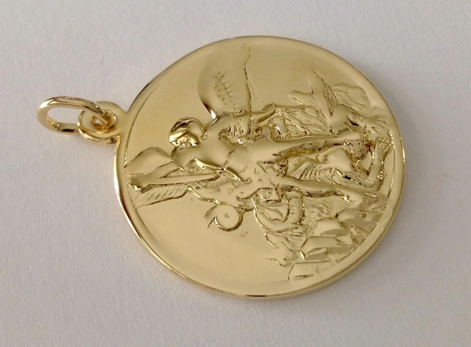 I G J Medalik św. Anioła Michaela – pozłacany (gwarantowany) – duży rozmiar – 32 mm