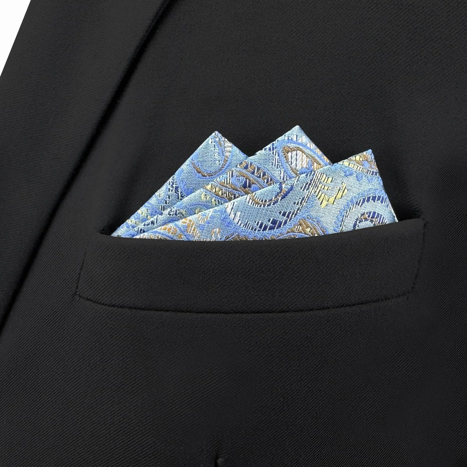 S&W SHLAX&WING Niebieskie męskie poszetki Paisley Silk Large Hanky 32cm Groomsmen męskie poszetki