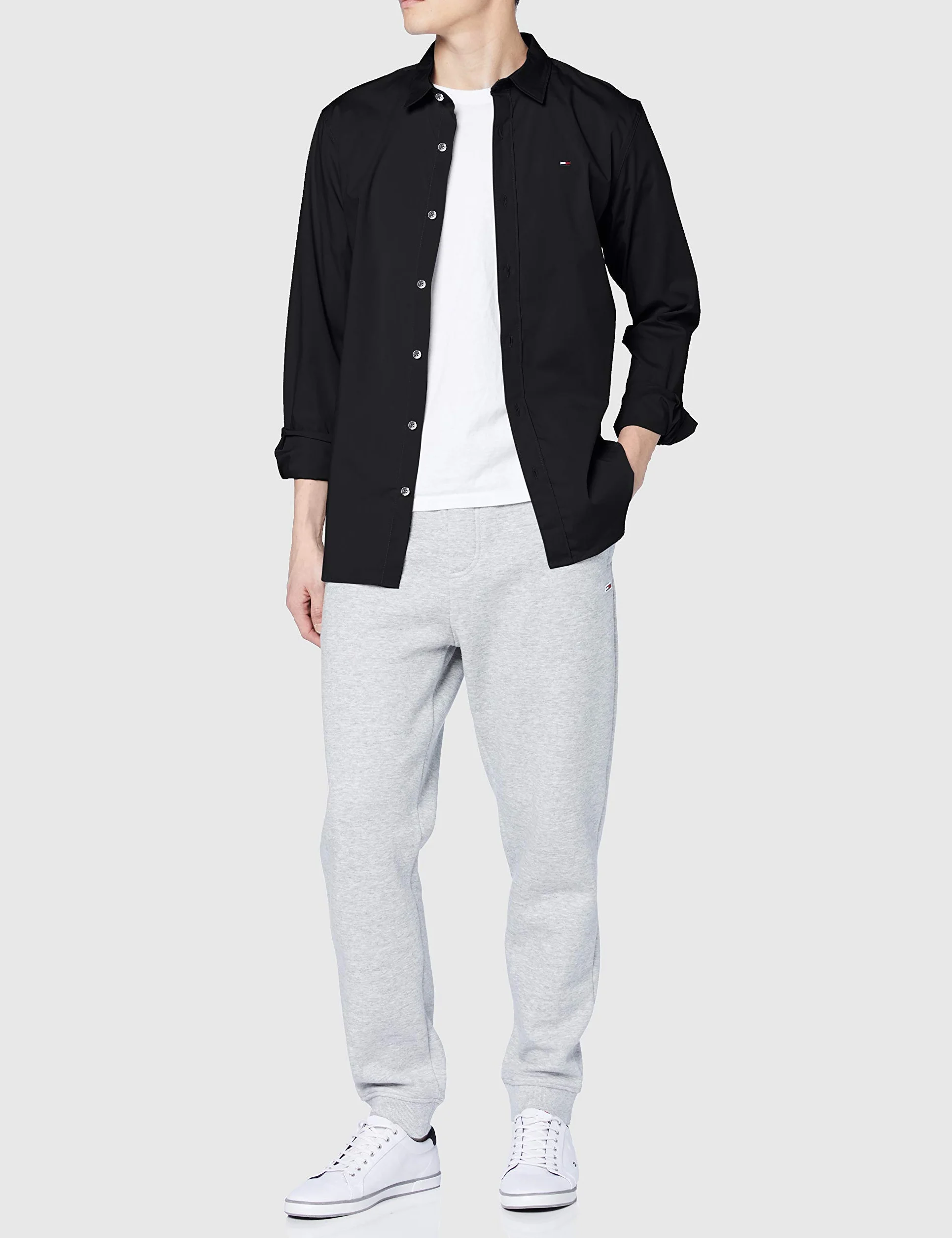 Tommy Jeans Męska Original Stretch Koszula z Długim Rękawem, Timmy Black 078, L