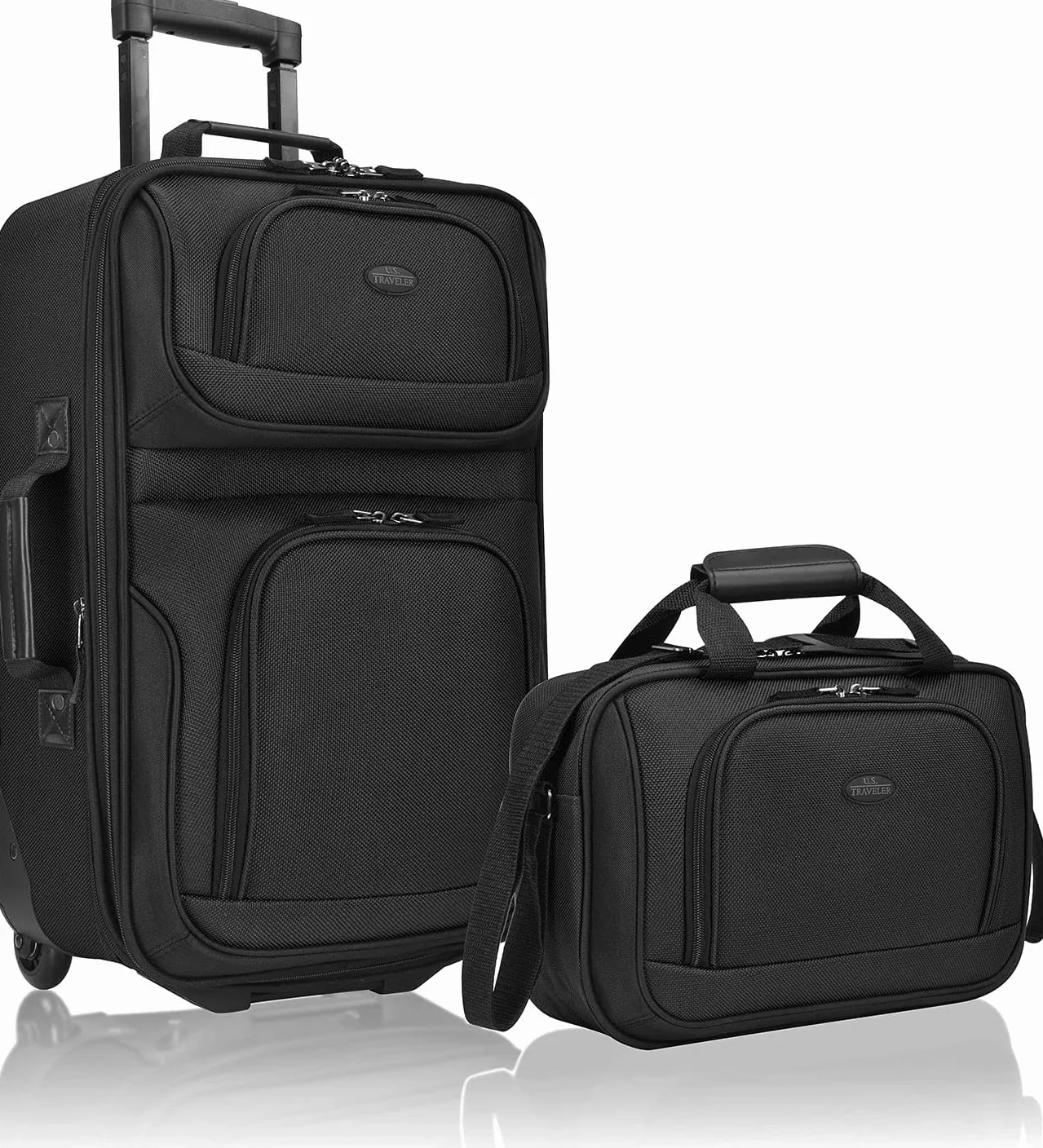 U.S. Traveler Rio wytrzymały materiał rozszerzalny bagaż podręczny, Czarny, 2 Wheel, Rio Lekka walizka podręczna 50 cm Softside rozszerzalna konstrukcja, trwała, biznesowa i podróżna