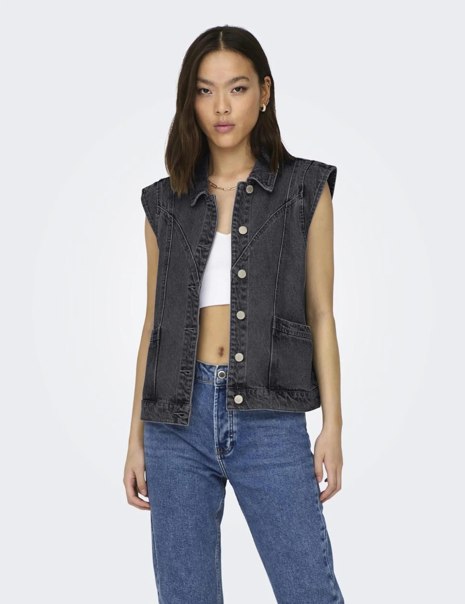 Onlkennedy Sl Dnm Waistcoat Bj Noos, Washed Black, M