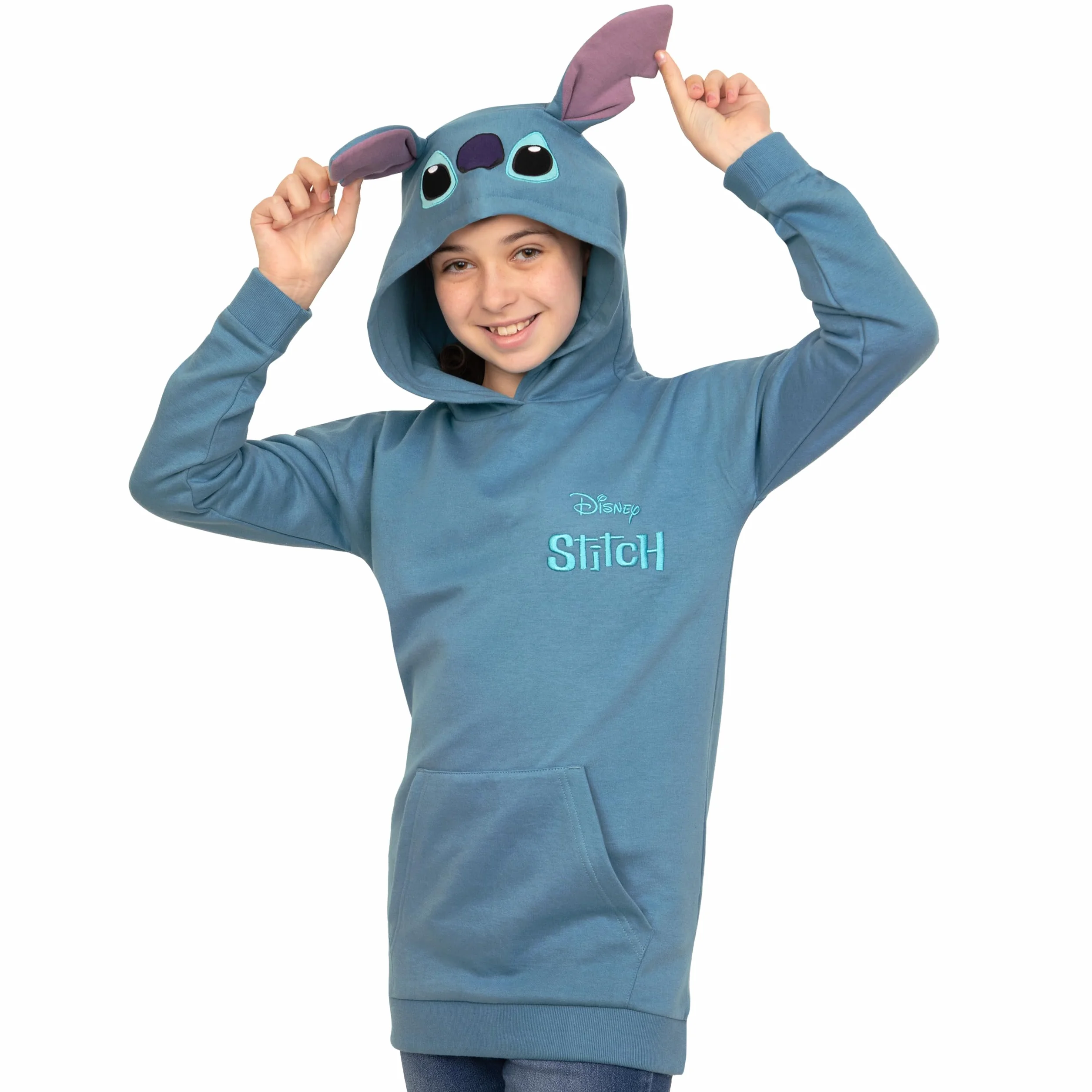 Disney Bluza Z Kapturem Lilo I Stitch, Długa Bluza Dziecięca, Sweter Stitch Z Uszami 3D, Bawełniana Odzież Dla Dziewczynek