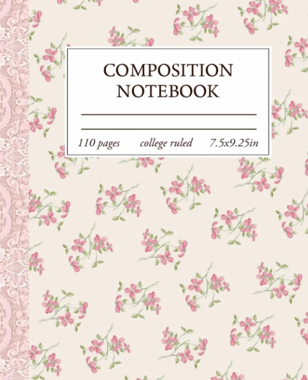 Composition Notebook College Ruled: Light Pink Floral Coquette Aesthetic Journal For Women