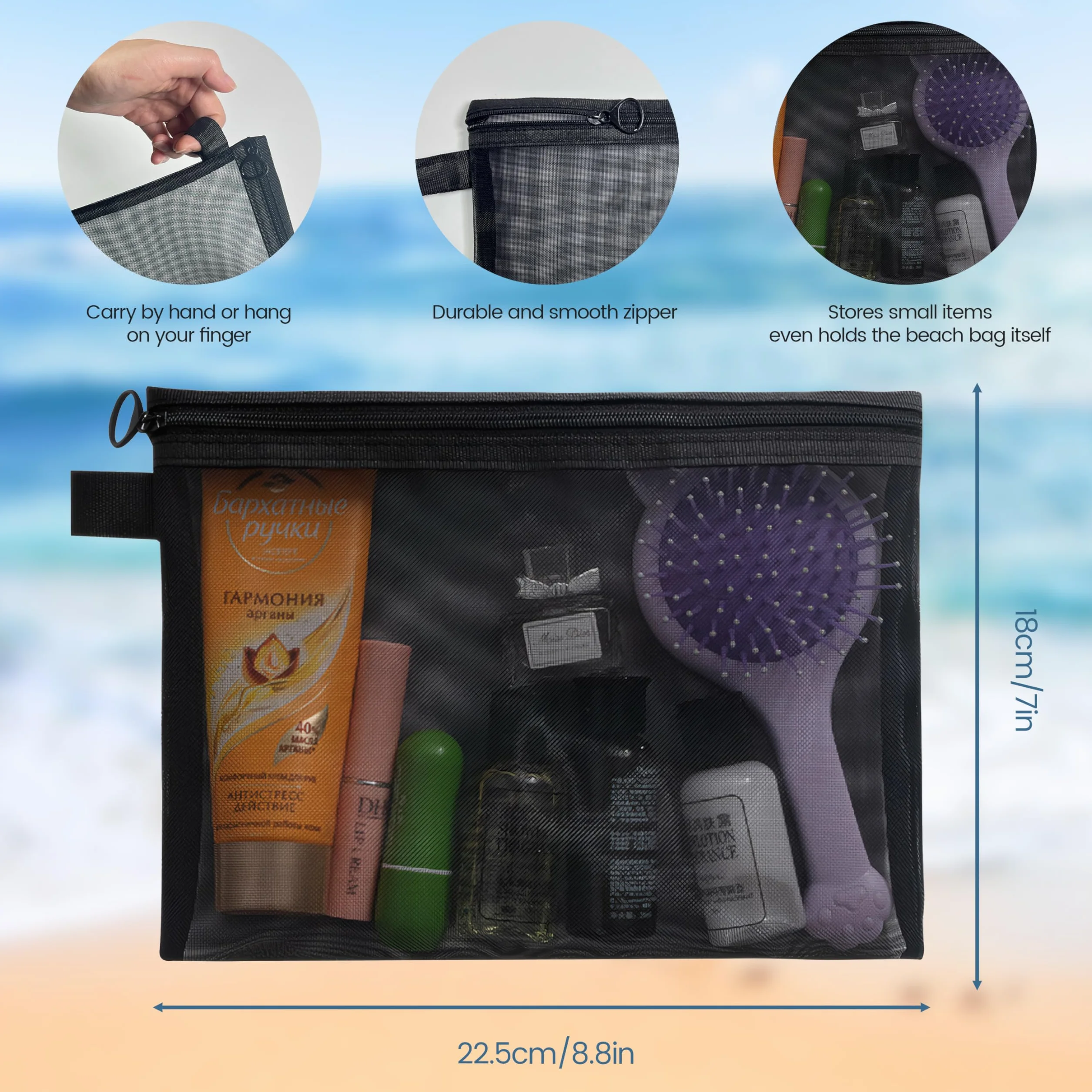 1 sztuka torba plażowa + kosmetyczka, xxl damska torba