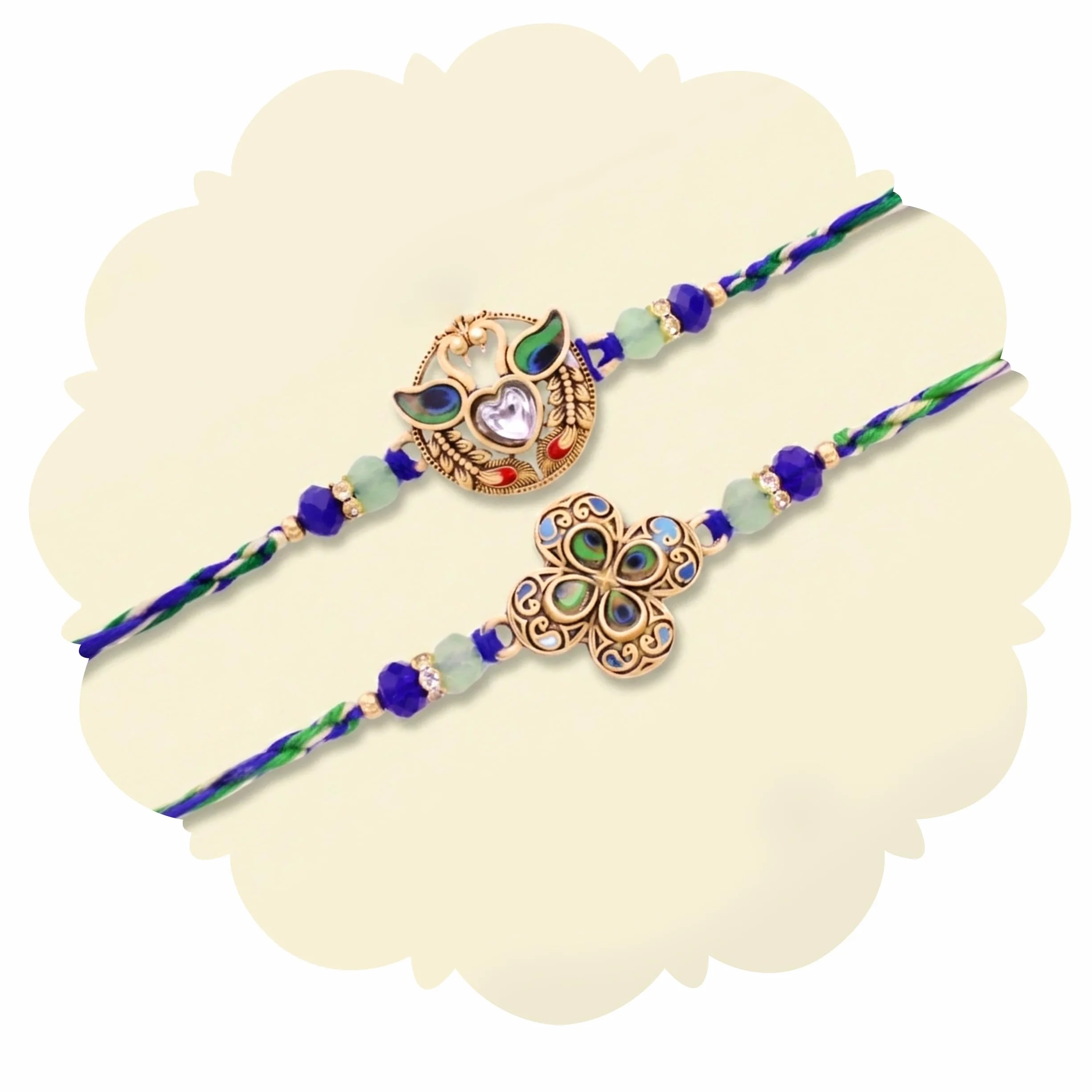 TIED RIBBONS Raksha Bandhan Rakhi for Brother Set of 2 Rakhi Set | Bhai Rakhi with Card | Roli Chawal Packet - Rakhi Bracelet for Brother Rakhi 2 Set | Rakhi for Bhaiya Bhai | Rakhi Thread
