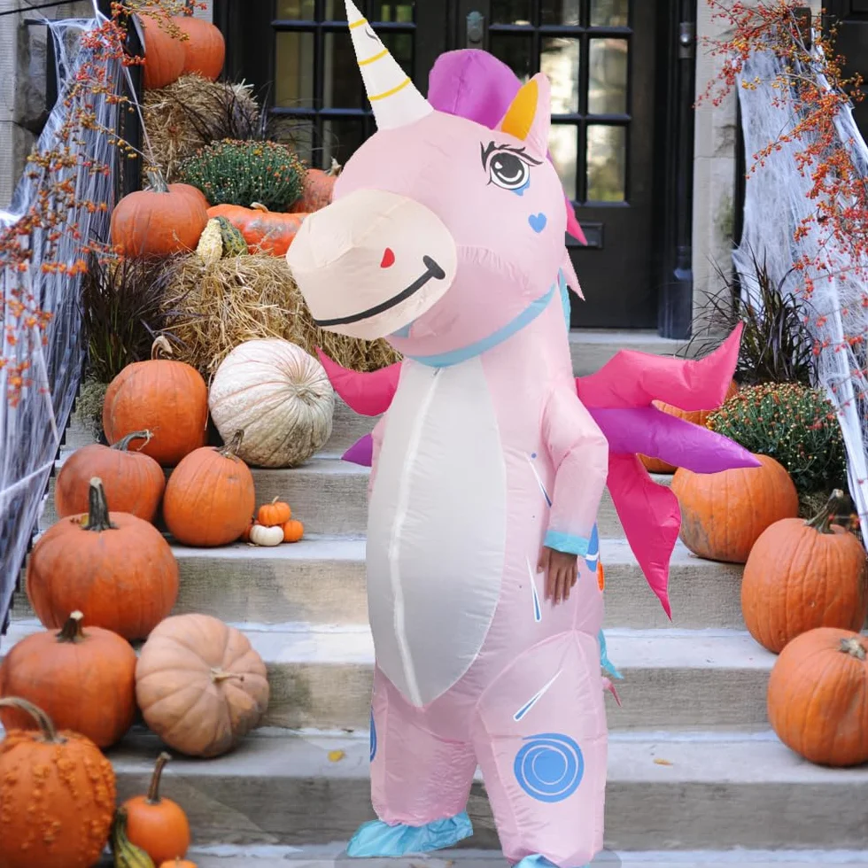 JASHKE Nadmuchiwany kostium jednorożca, nadmuchiwany kostium jednorożca, dla dorosłych, nadmuchiwany kostium jednorożca, na Halloween, Boże Narodzenie