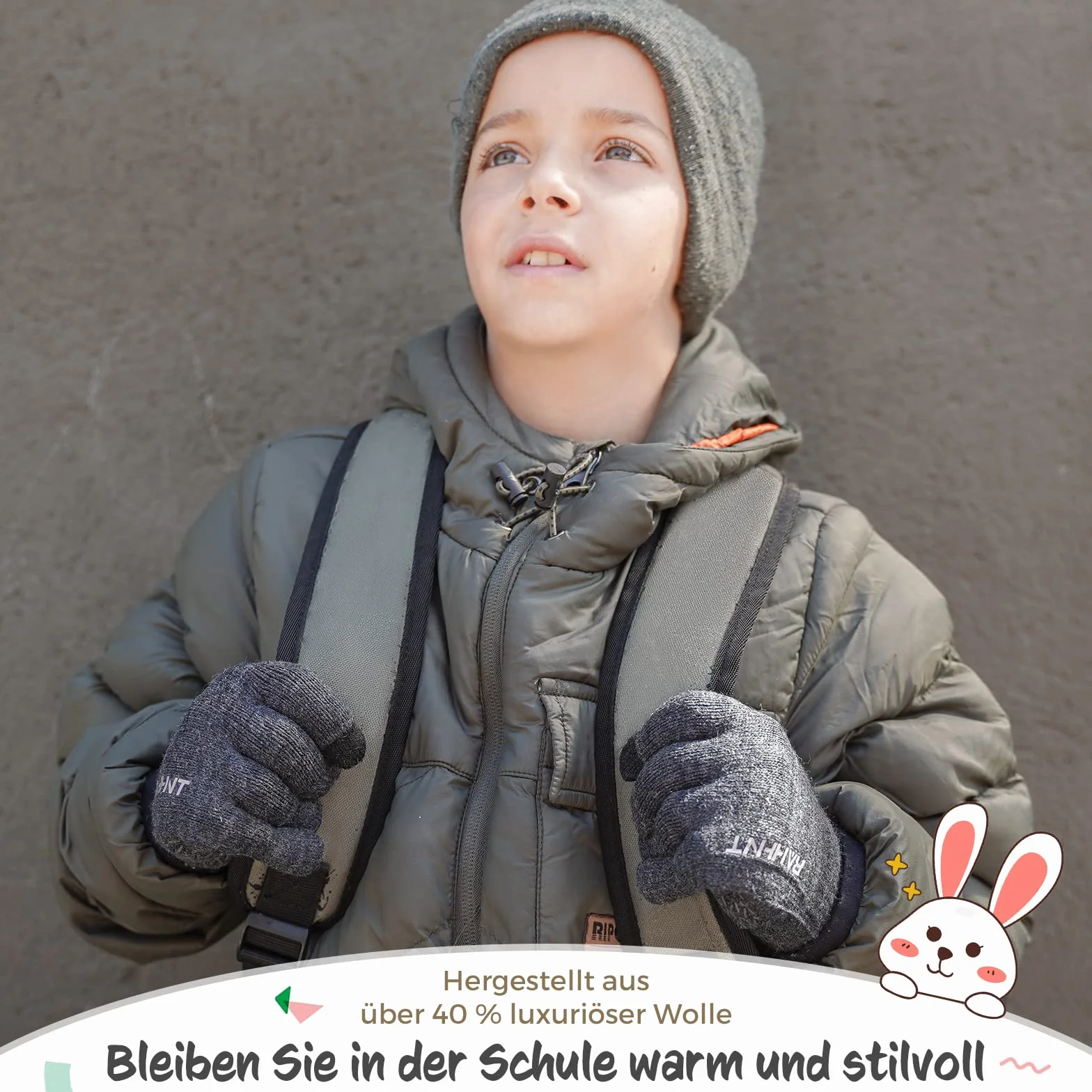 Rahhint rękawiczki zimowe dla chłopców i dziewczynek, termiczne rękawiczki z dzianiny polarowej dla maluchów z ocieplaną podszewką z polaru, dla chłopców i dziewczynek w wieku 3-15 lat