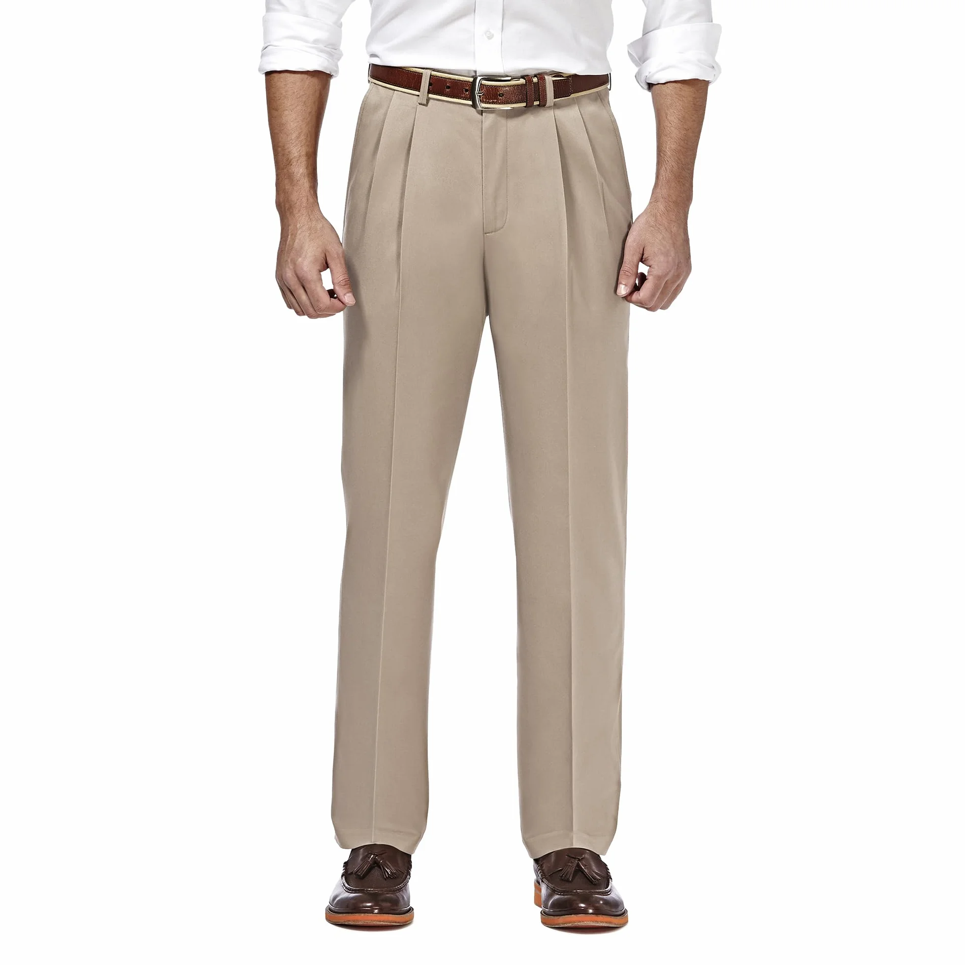 Haggar Iron Free Khaki Classic Fit Flat Expandable Casual Pant - Spodnie męski