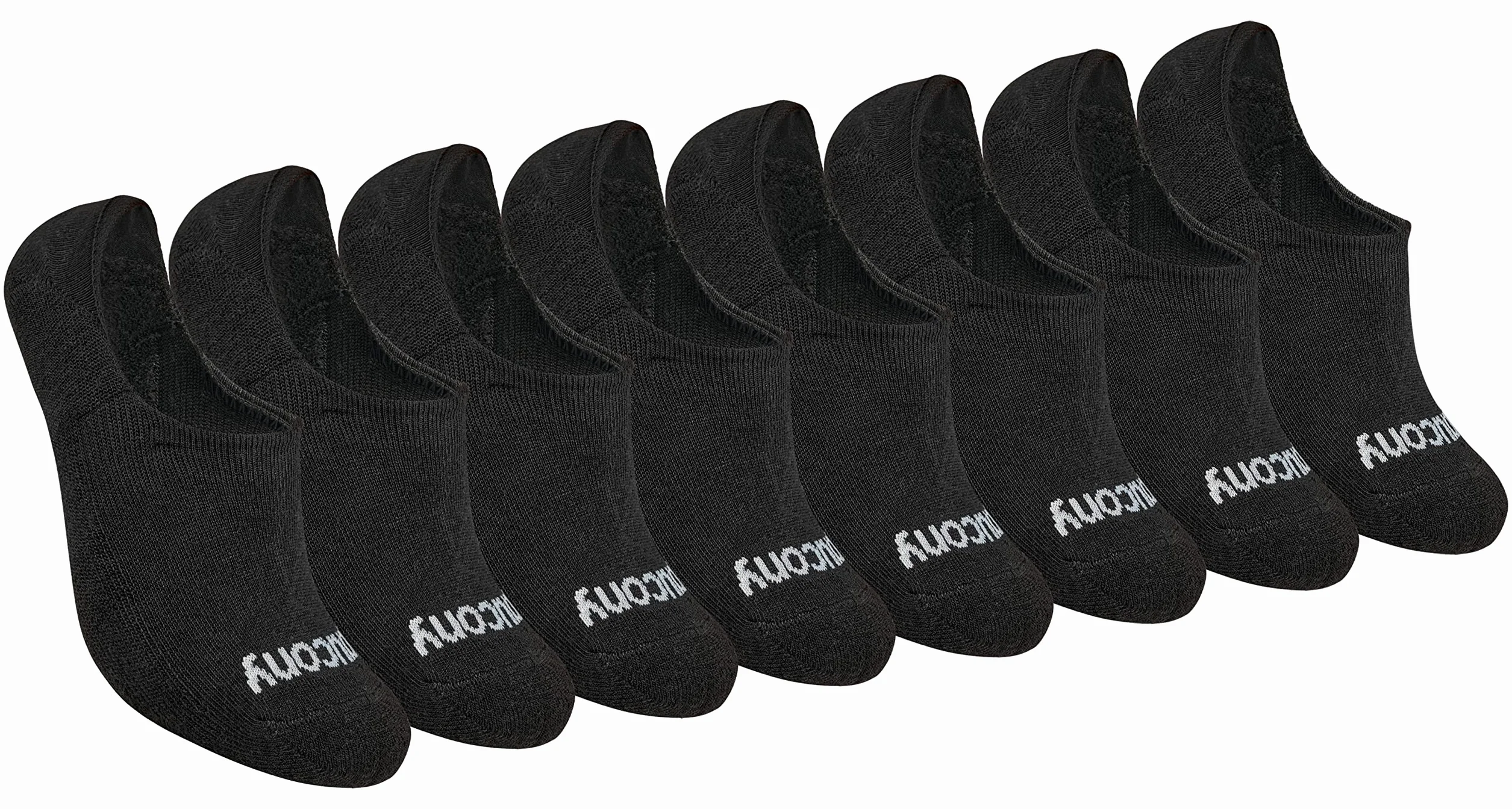 Saucony Damskie skarpety z amortyzacją, niewidoczne wkładki, dostępne w rozmiarach S-L (8, 16 par), Czarny podstawowy (8 par), Large