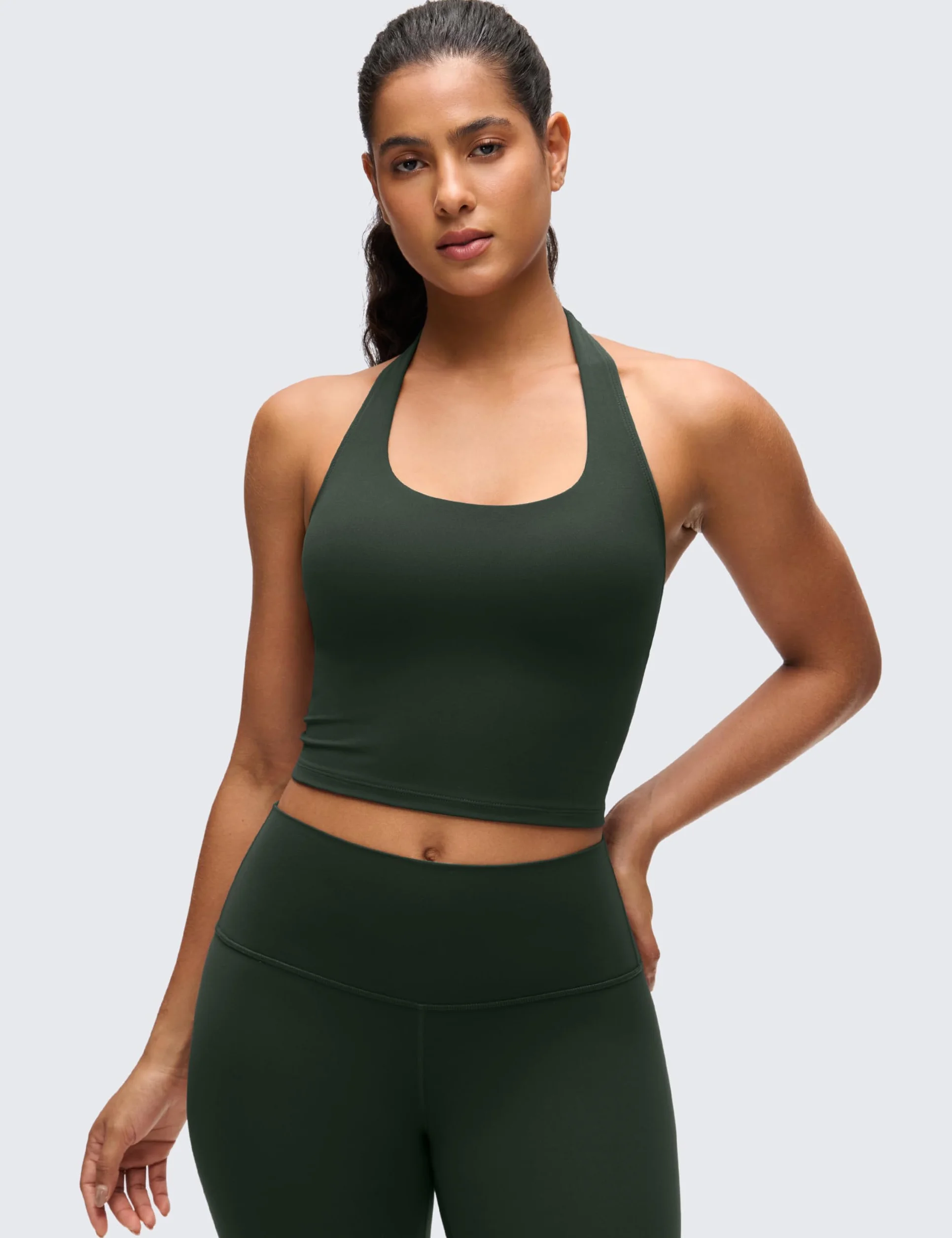 CRZ YOGA Biustonosz sportowy Butterluxe Halter Longline dla kobiet – usztywniany top do ćwiczeń i jogi z wbudowanymi wkładkami