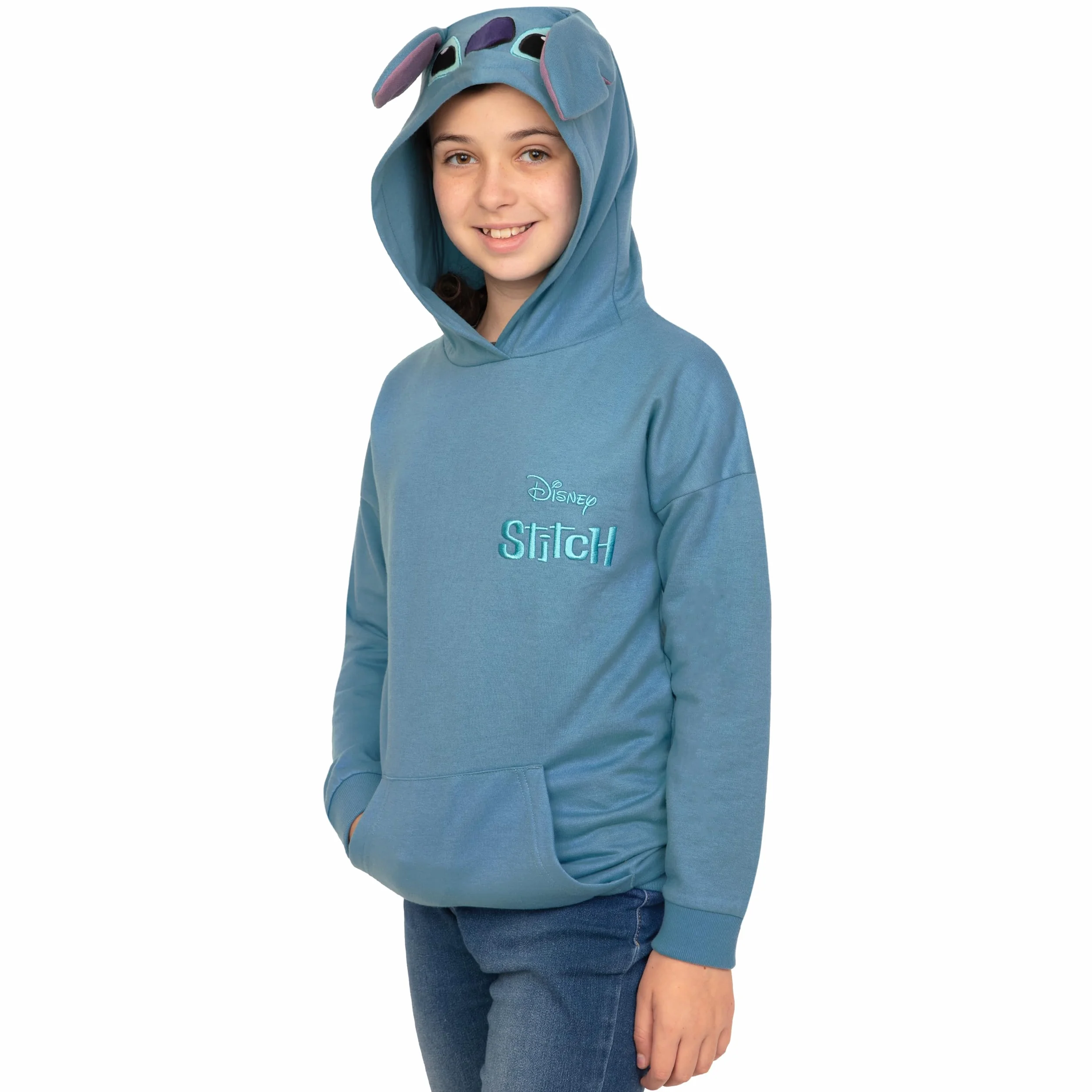 Disney Bluza Z Kapturem Lilo I Stitch, Długa Bluza Dziecięca, Sweter Stitch Z Uszami 3D, Bawełniana Odzież Dla Dziewczynek