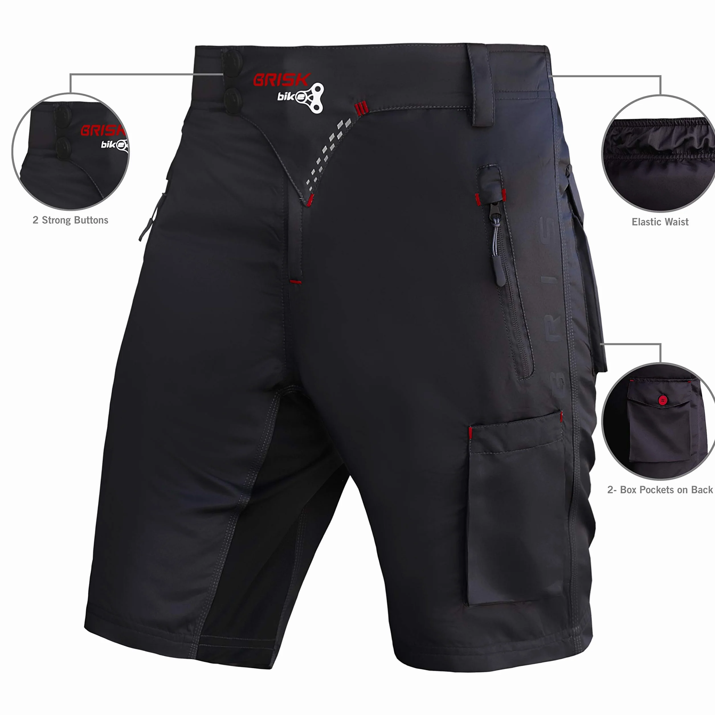 Męskie spodenki kolarskie Brisk Bikini Wyściełane Luźny Krój Lekkie Spodenki MTB Męskie