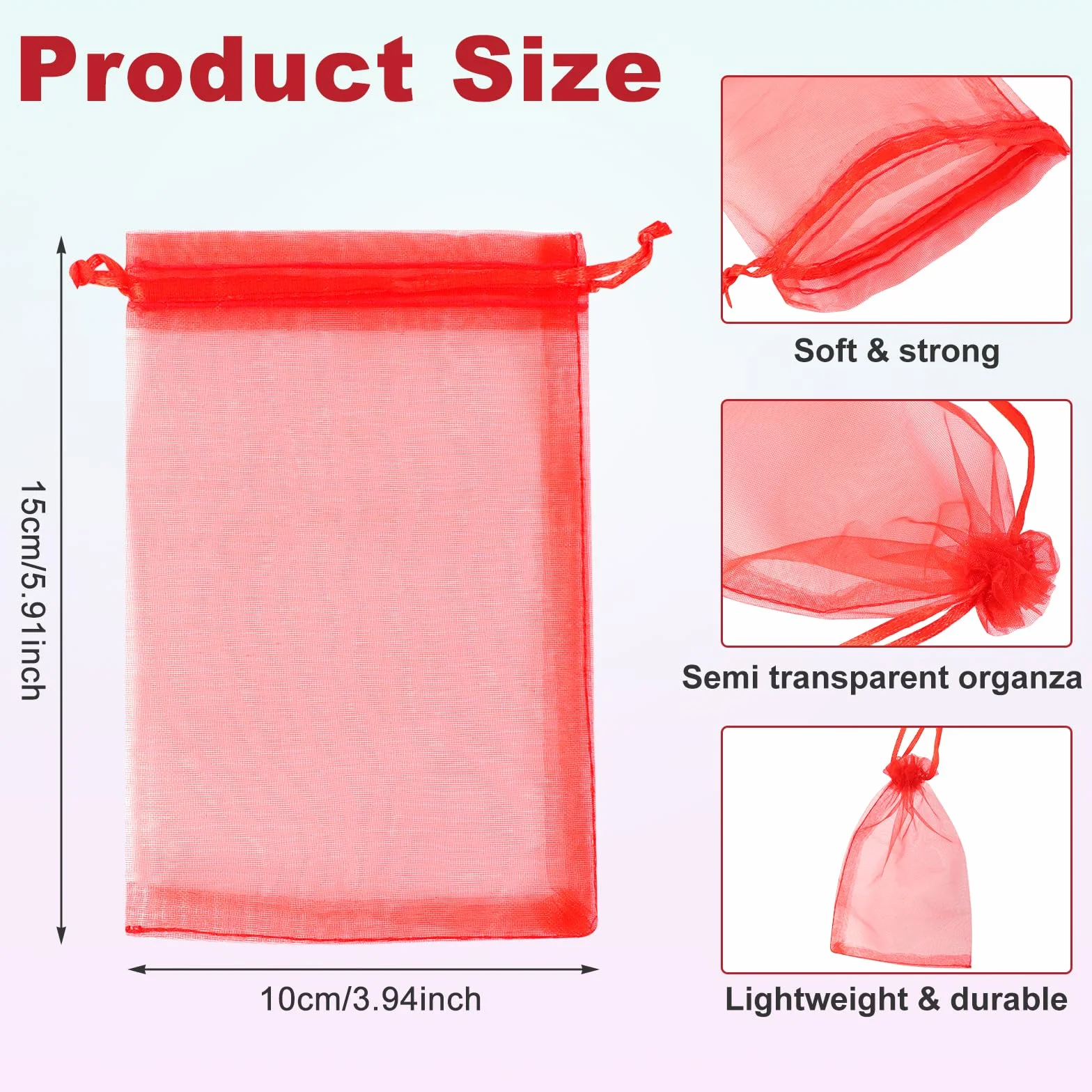 soodyoow 100 szt. torebek z organzy, 10 x 15 cm, mała torebka prezentowa z organzy, torba na biżuterię, lawendowa torba, świąteczne torby z siatki na cukierki, na ślub, urodziny, rocznicę, Boże