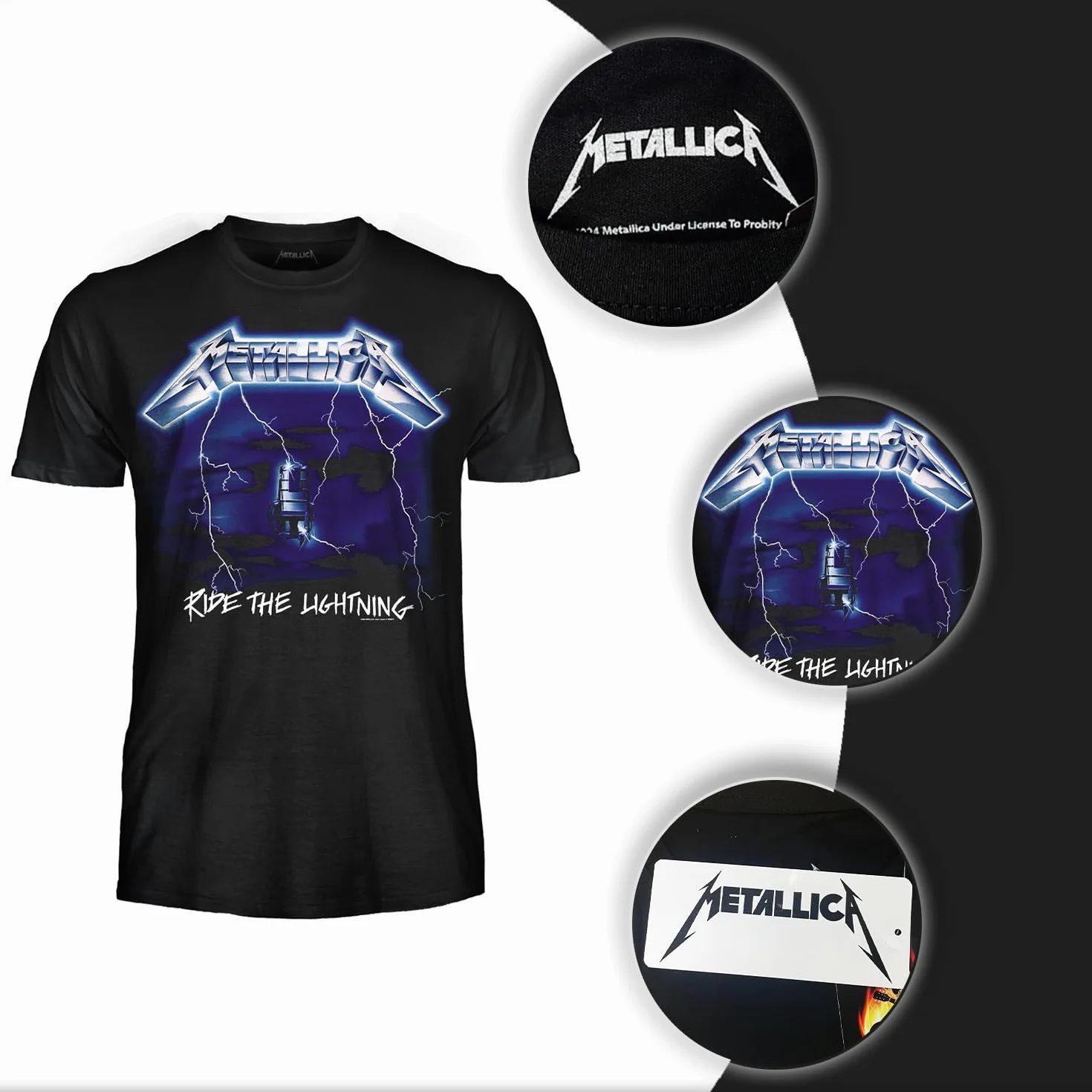 Metallica Koszulka Ride The Lightning. Oficjalna koszulka rockowa z zespołu Heavy Metal. Unisex Dorosły chłopiec