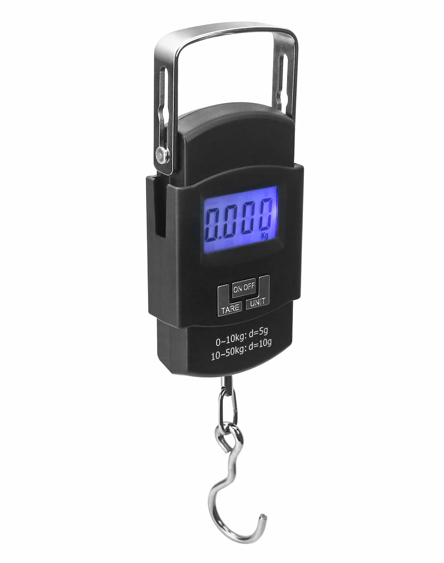 QWORK® Przenośna waga bagażowa 50 kg, cyfrowa waga bagażowa, waga bagażowa, idealna do pomiaru ryb, bagażu, baterii nie wchodzi w skład zestawu