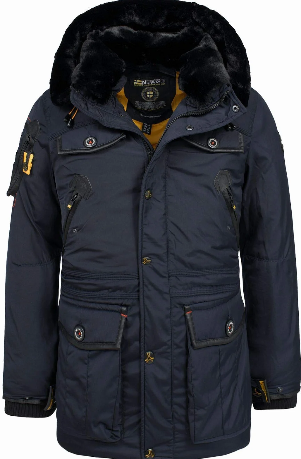 Geographical Norway Acrobate Men ciepła parka dla mężczyzn, na jesień i zimę, szeroki płaszcz, odporny na działanie wody, z kapturem, ciepła kurtka, wiatrówka dla mężczyzn, idealny prezent