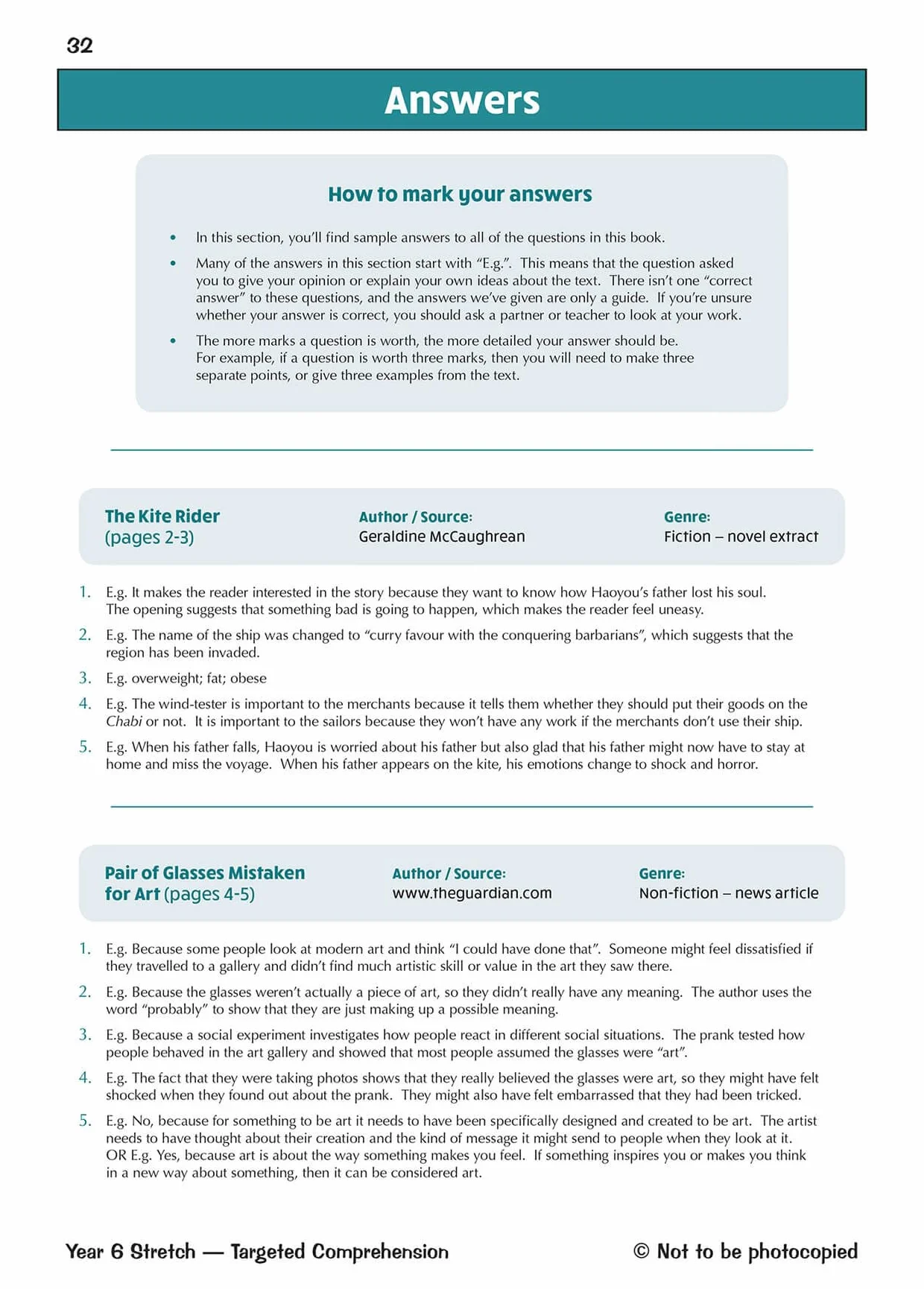 KS2 English Year 6 Stretch Reading Comprehension Targeted Question Book (+ Ans)