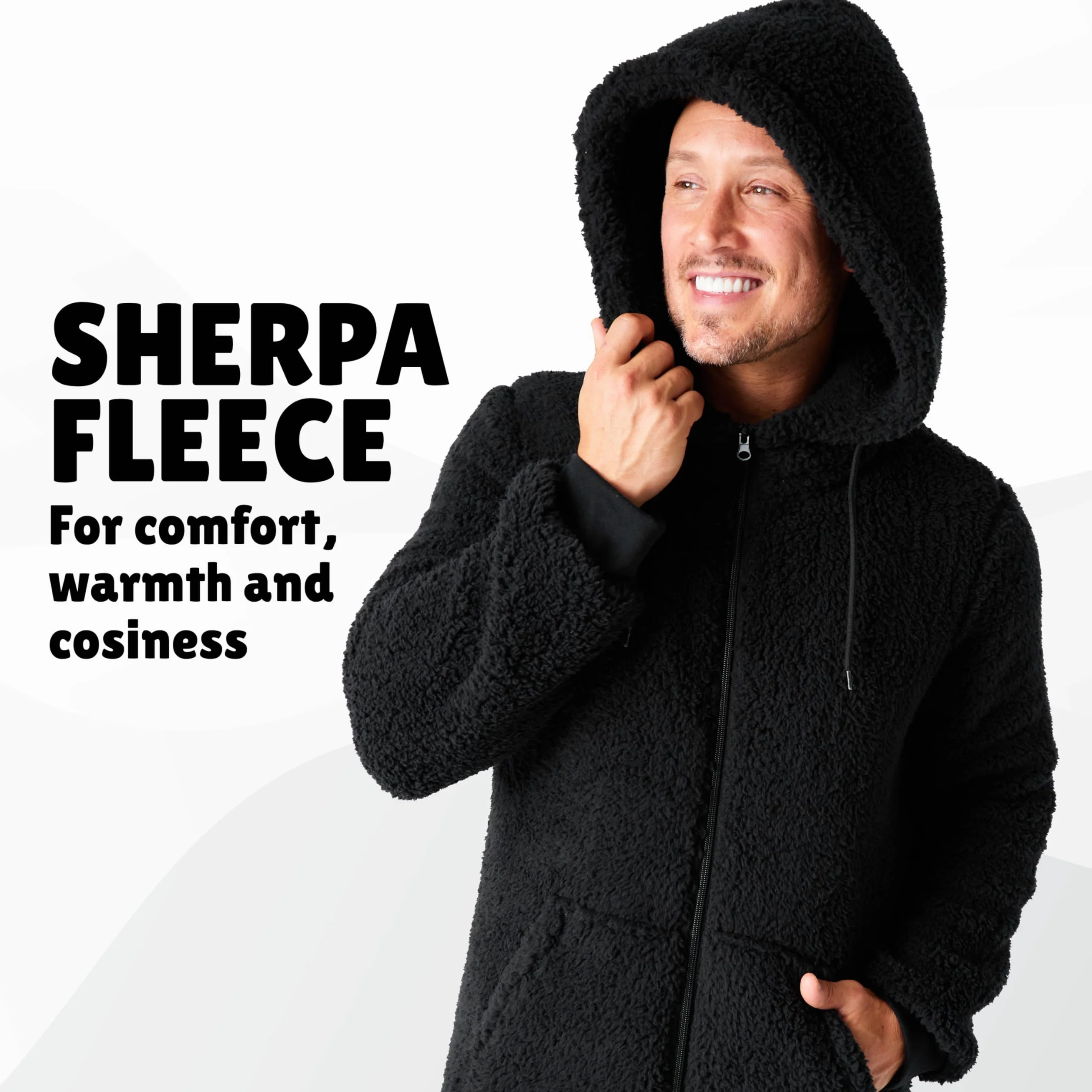 CityComfort Mężczyźni Borg Fabric Onesie M Czarny