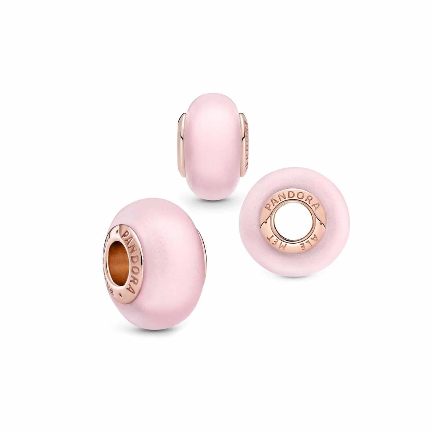 PANDORA Colours Charm, 14-karatowe różowe złoto, z matowym szkłem Murano