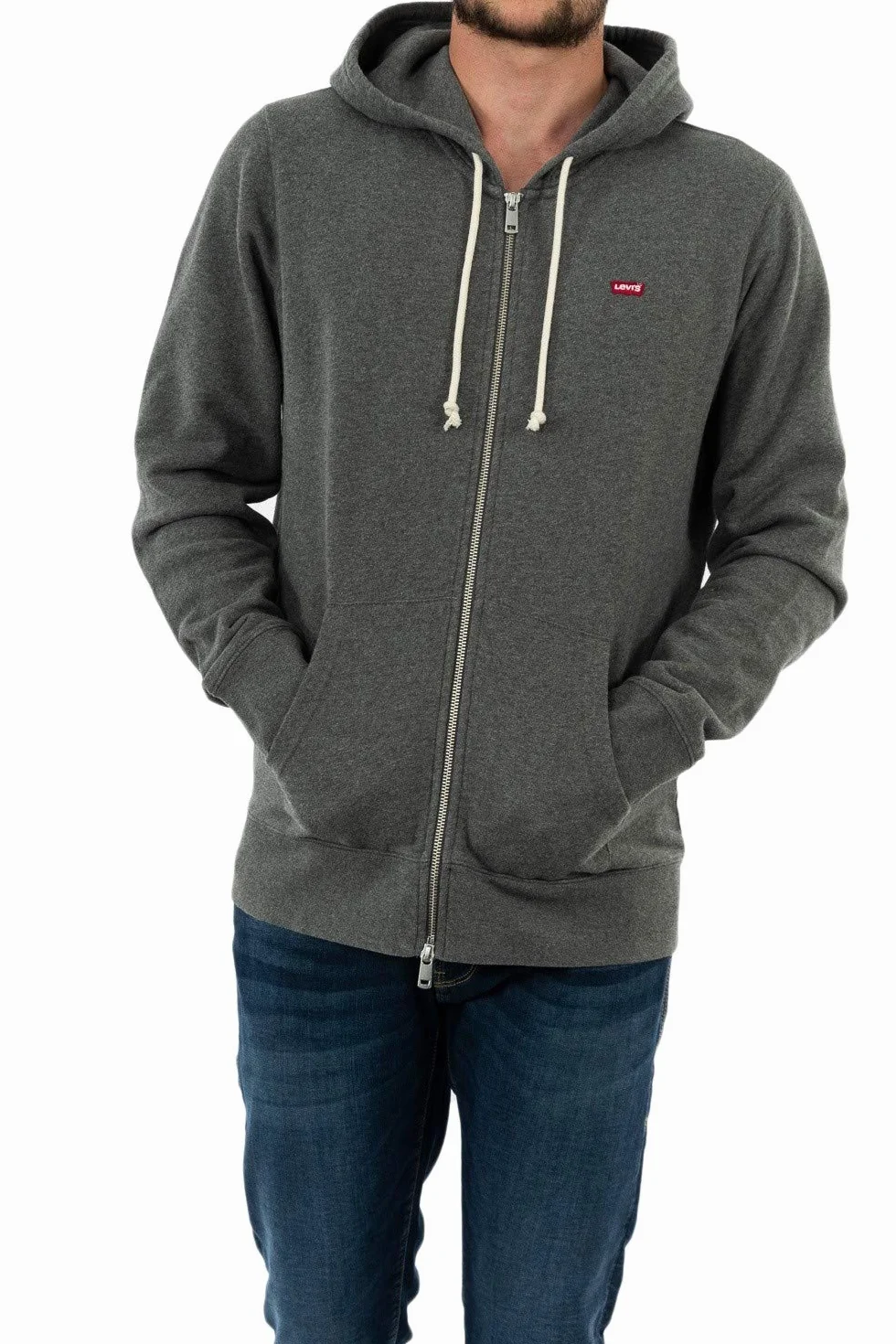 Levi's Mężczyźni Zip Up Sweatshirt, Charcoal Heather XX, XXL