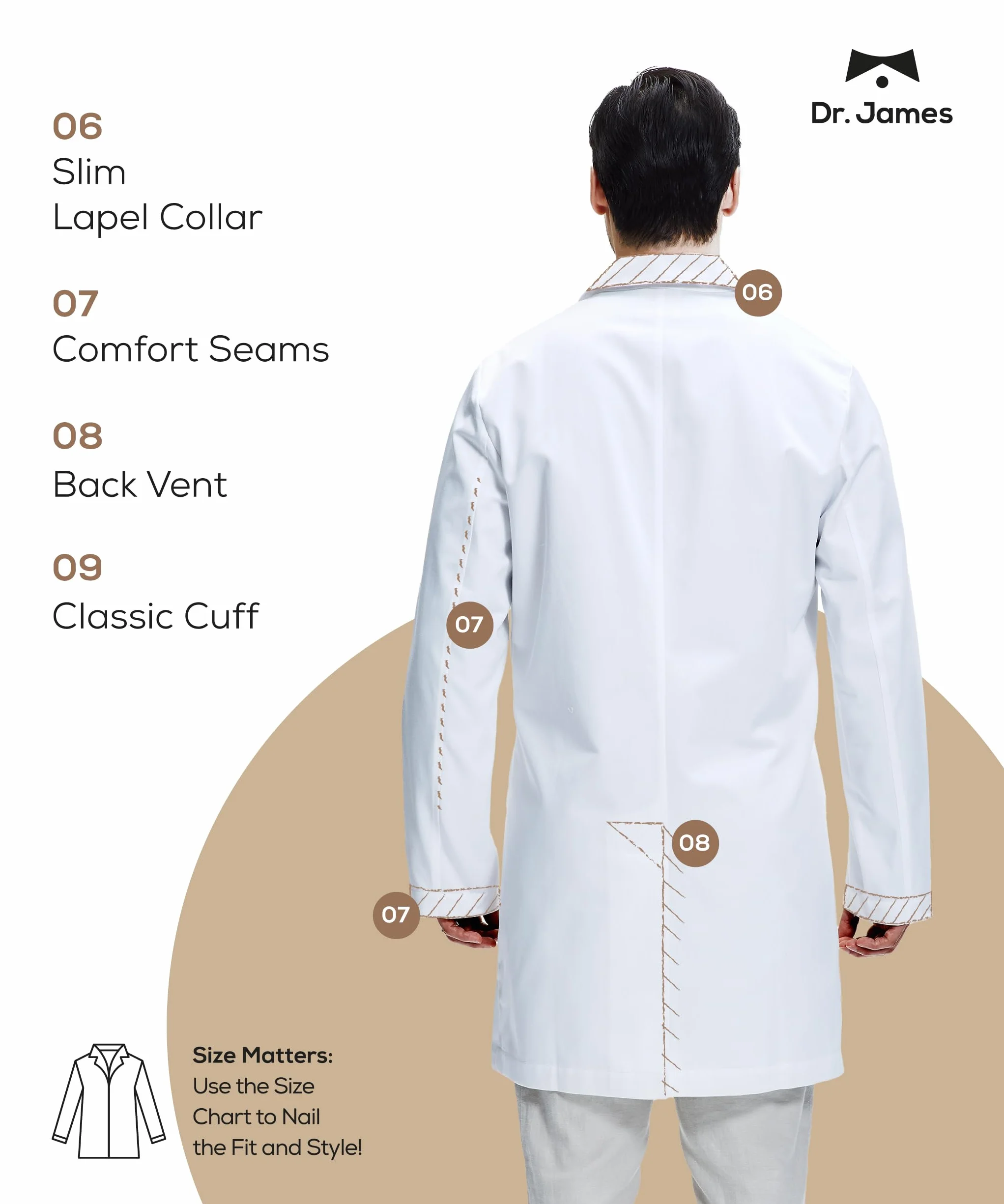 Dr. James Medyczne fartuchy laboratoryjne Mężczyźni Dr21