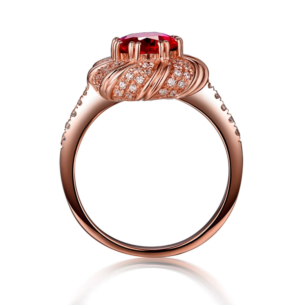 Beydodo Damski pierścionek 750 złoto prawdziwe diamenty kwiat z owalnym rubin 0,55/0,99/1,19 ct pierścionek zaręczynowy różowe złoto e 18 karatów (750) czerwone złoto, 65 cm (20,7 cala), colore: 1.19ct, cod. TLLWGZ3864