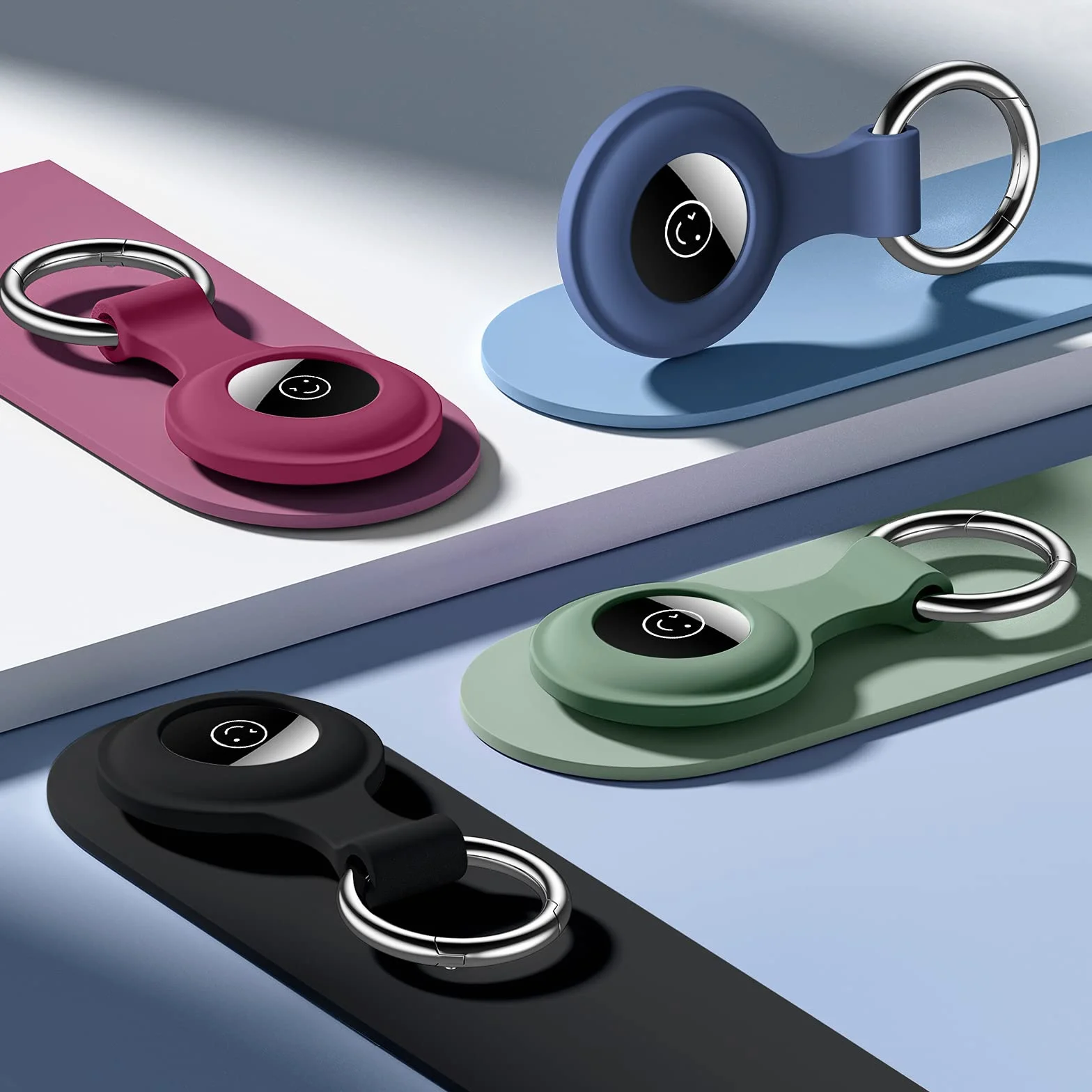 Dirrelo Brelok do kluczy Airtag kompatybilny z Apple Airtag, 4-pak silikonowych etui trackerów, brelok do kluczy dla mężczyzn i kobiet, bezpieczne etui ochronne zapobiegające zgubieniu