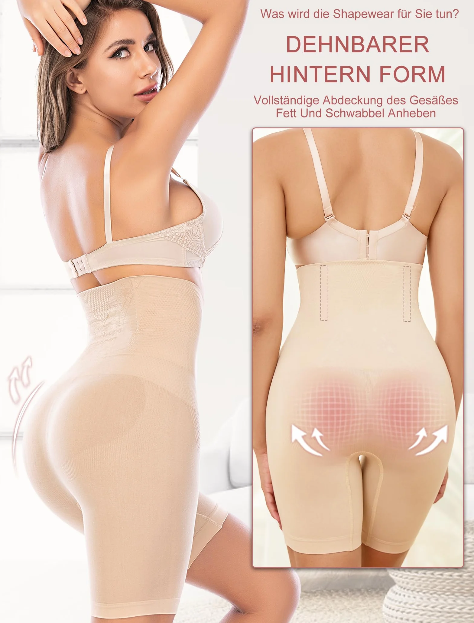 SURE YOU LIKE Damskie spodenki modelujące brzuch wysoki stan trener sylwetka modelująca pośladki bielizna plus size