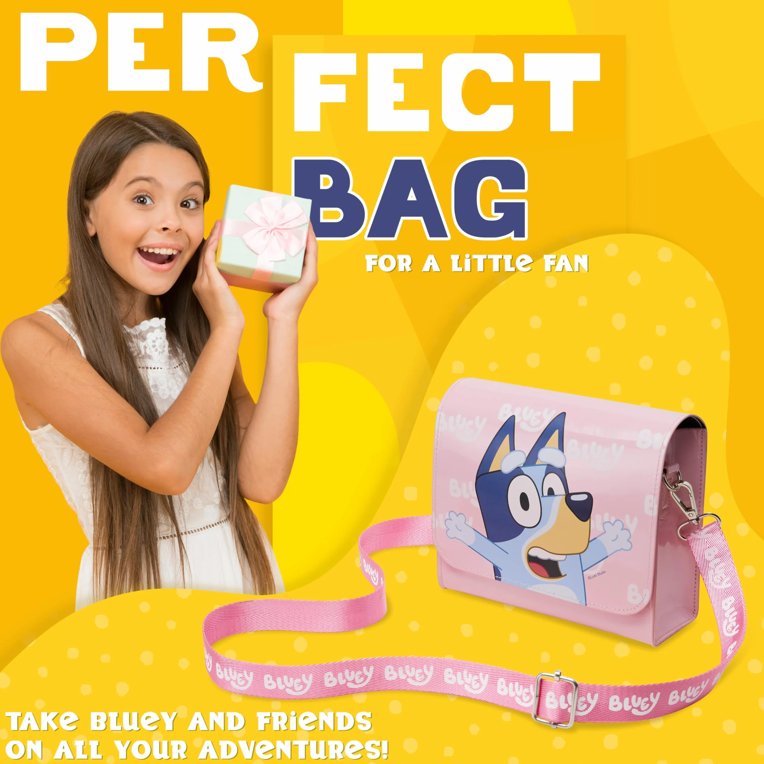 Bluey Dziewczęca torebka urocza torba na ramię crossbody dla dzieci regulowany pasek torebka na zakupy moda podróżna, prezenty dla dziewcząt, różowy, 7 x 6.3 x 2.8Inch