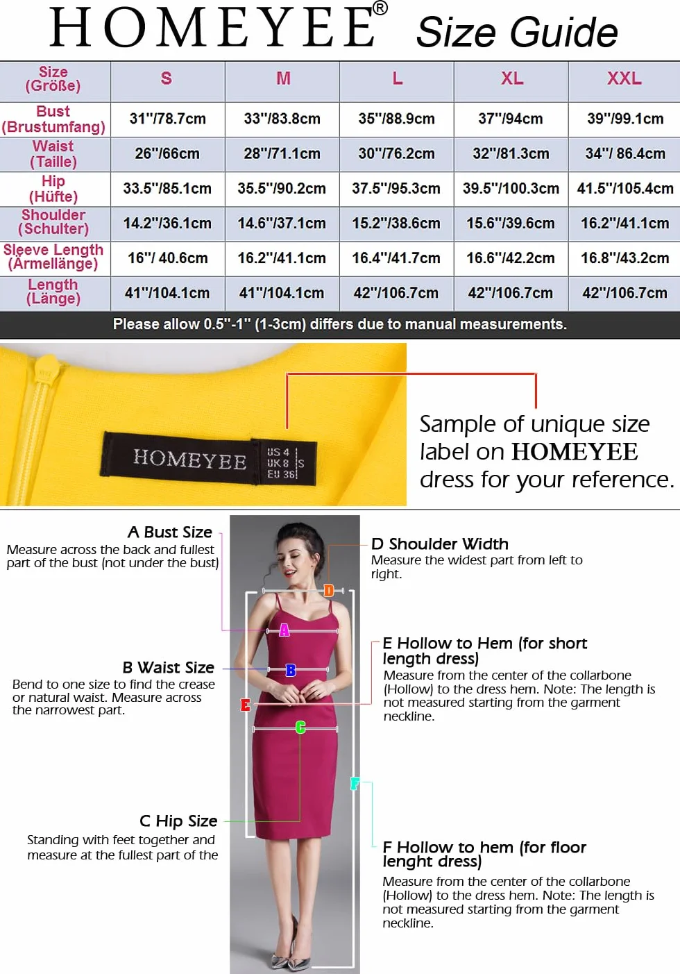 HOMEYEE Damska sukienka ołówkowa z rękawami 3/4 w stylu retro bodycon koktajlowa sukienka kopertowa B805