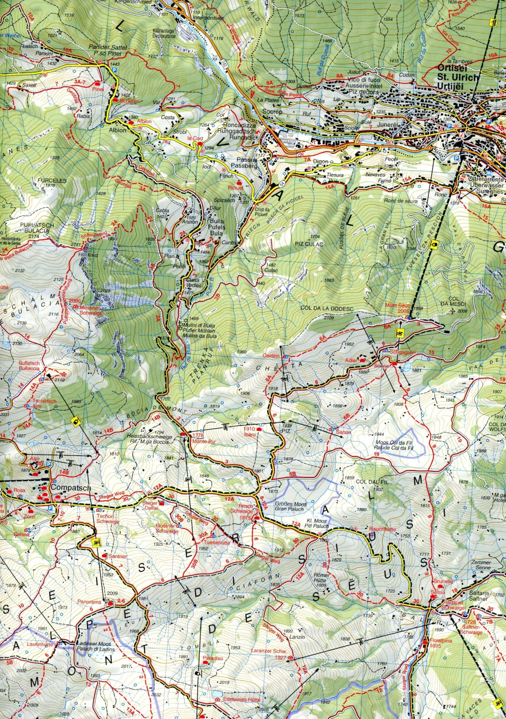 Val Gardena. Alpe di Siusi. Gröden. Seiseralm. Carta topografica in scala 1:25.000: 05