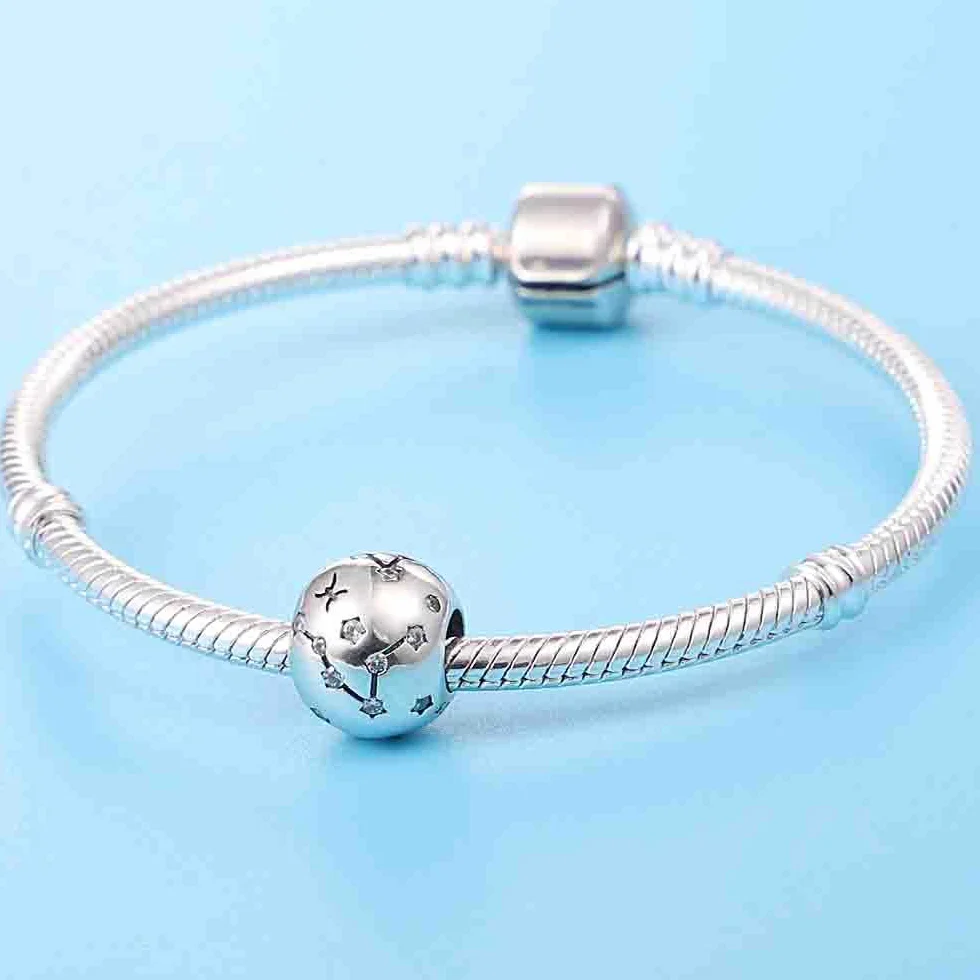 Kobiety Charm Zawieszek Znaki gwiazdek dla bransoletki 925 Sterling Silver 12 gwiazdek Charms Beads odpowiednie dla Pandora bransoletki, Kompatybilny z europejskim bransoletkiem i bransoletkiem