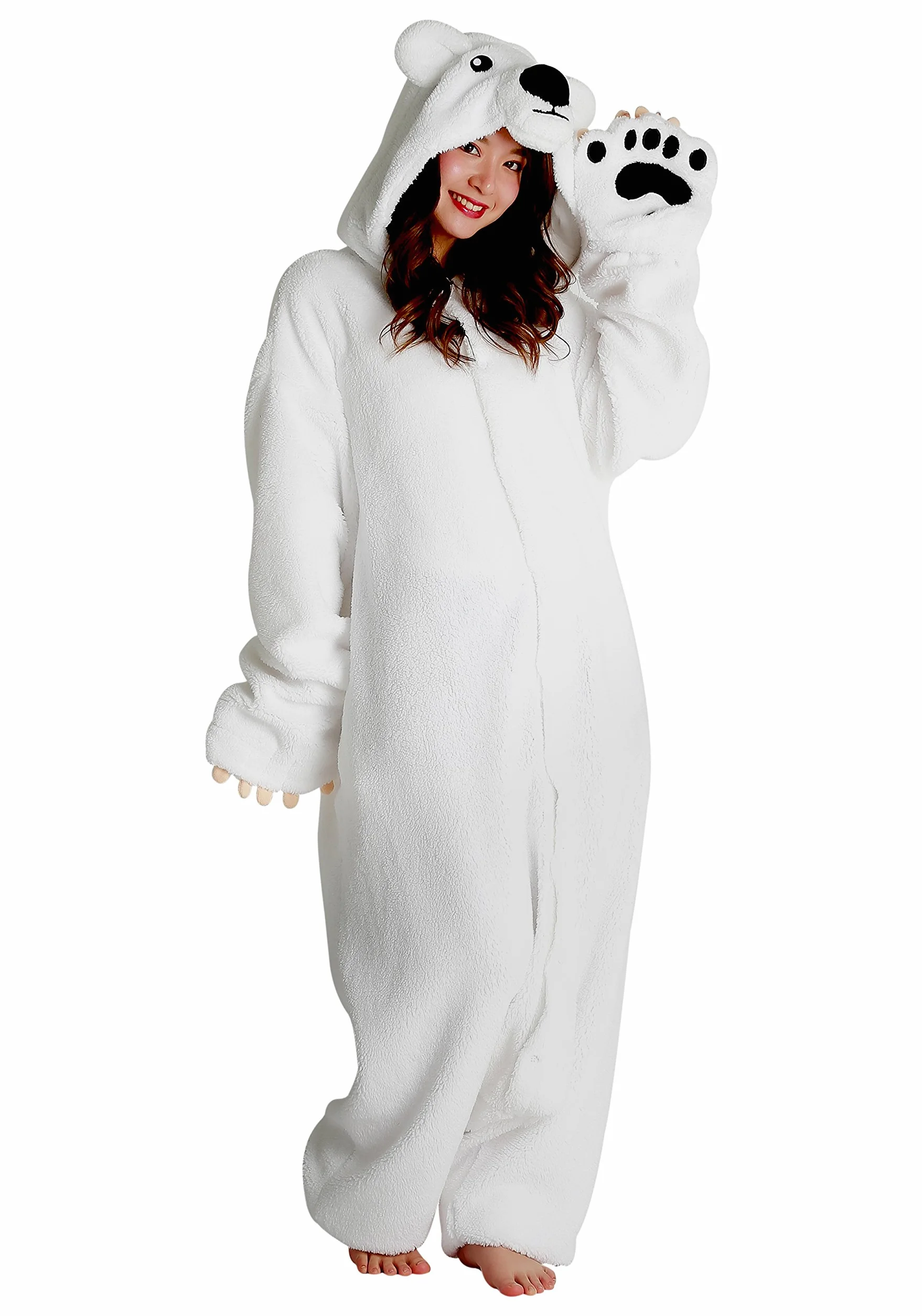 Kombinezon Niedźwiedź Polarny Onesie Kigurumi Jednoczęściowy Kostium Jumpsuit | SAZAC Kigurumi | Halloween i Karnawał | dla Dzieci i Dorosłych | Jeden Rozmiar Pasuje Wszystkim (155 – 180+ cm)