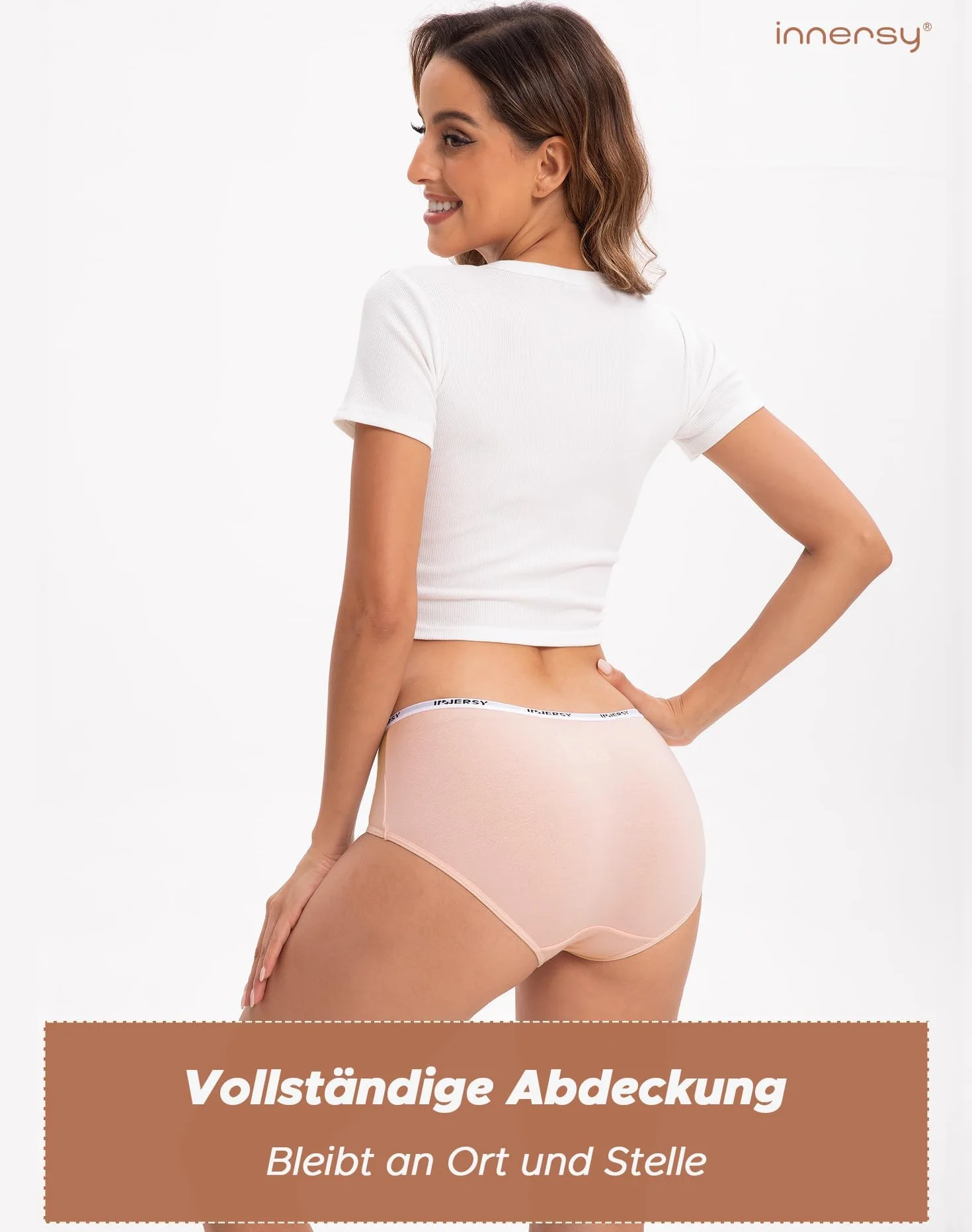 INNERSY Bielizna damska, wygodne majtki bawełniane, wielopak, oddychające majtki, 6 sztuk
