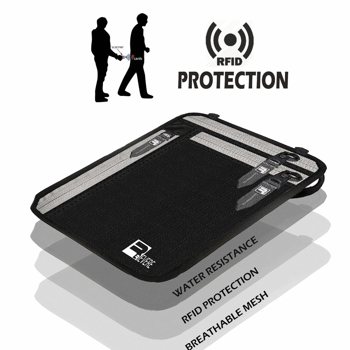 Wysokiej jakości portfel na szyję RFID/uchwyt na paszport. Smukły, lekki i dyskretny, Czarny, Jeden rozmiar, Minimalistyczny