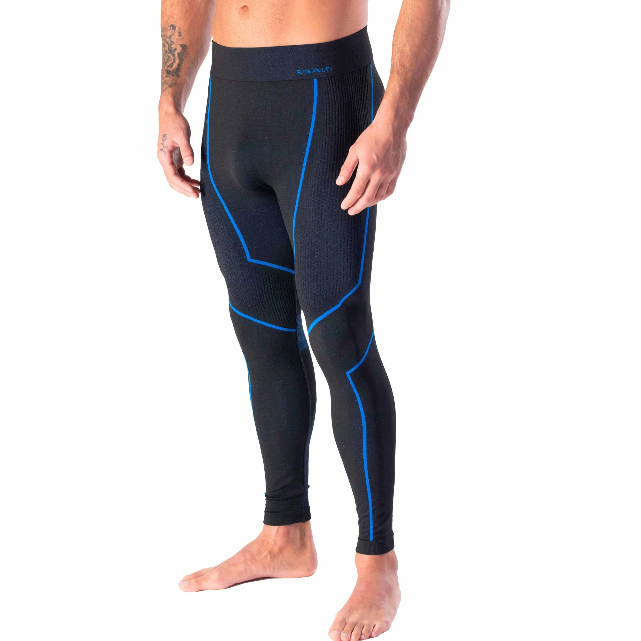Risalti MęSkie Rajstopy Termiczne Merino Tech - MęSkie Kompresyjne Spodnie Termiczne Z WełNy MerynosóW, Zimowa MęSka Bielizna Termiczna, Bezszwowe - Made In Italy