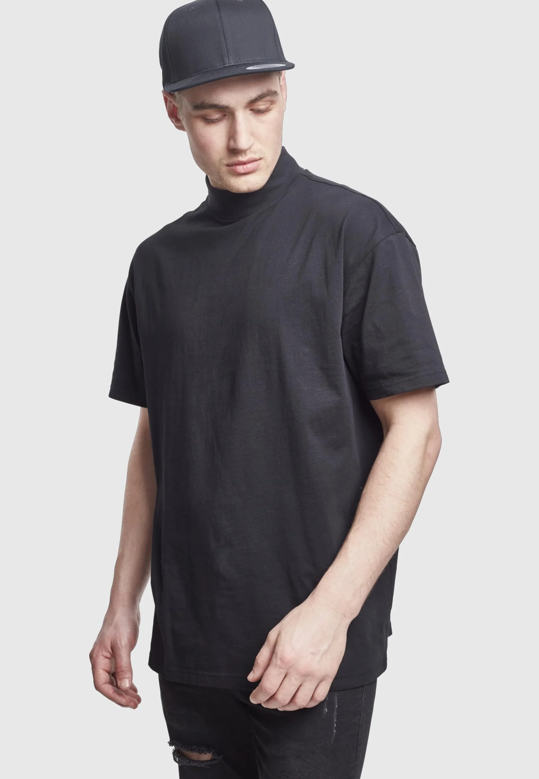 Yupoong Flexfit czapka z daszkiem unisex z organicznej bawełny z prostym daszkiem, organiczna bawełniana czapka baseballowa, regulowany rozmiar, rozmiar uniwersalny, jeden rozmiar, czarny, Rozmiar