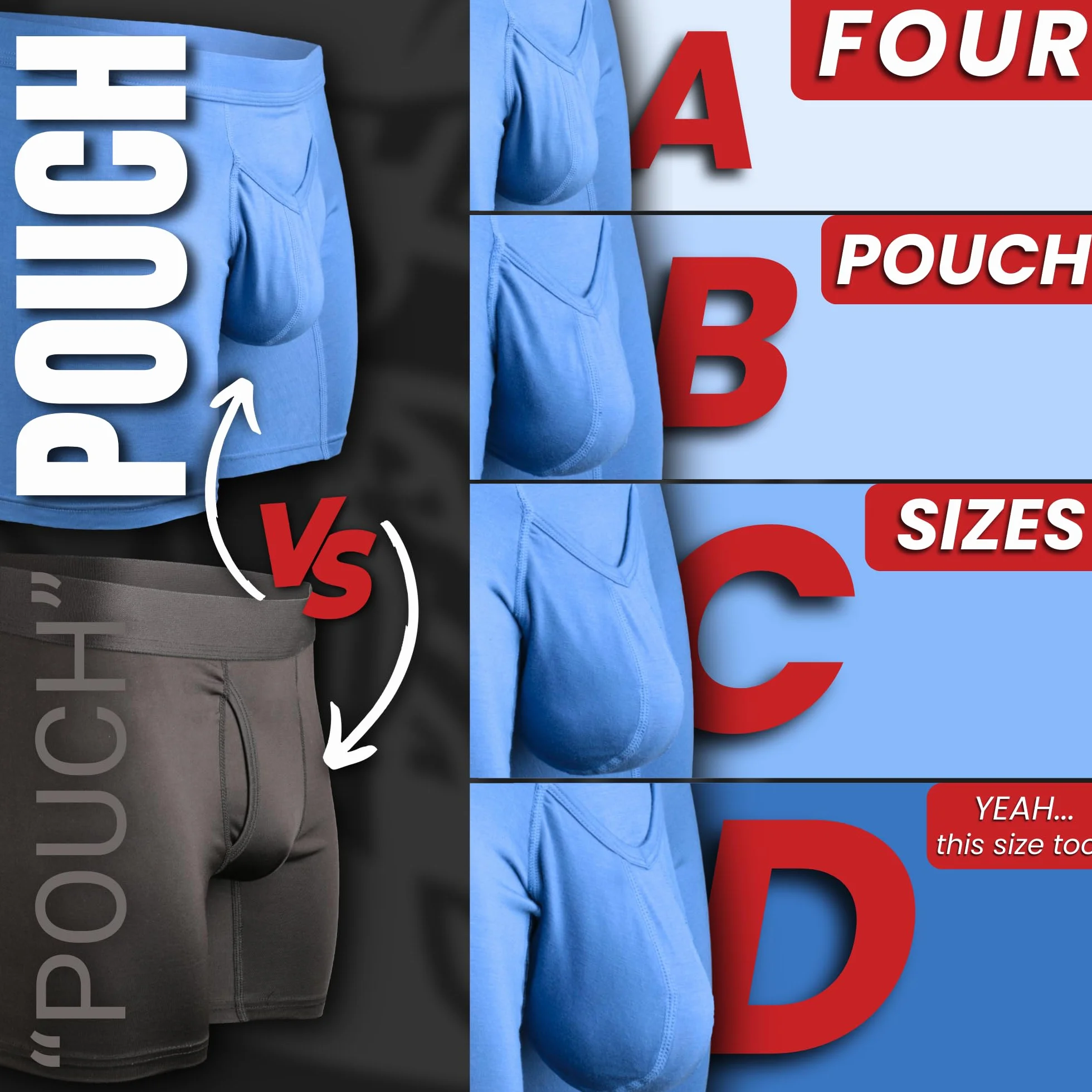 Real Men 7in Modal Boxer Briefs B Pouch Xs 3pk Blk/Blu/Gry
