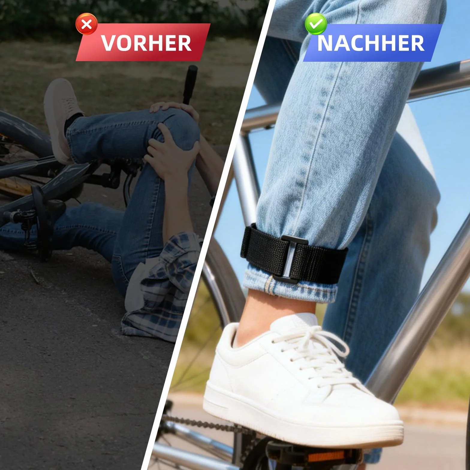 LPZMPZ 4 sztuki klamerek do spodni rowerowych, ochrona spodni, ochrona nogawek, klamra na rzep, elastyczna opaska na nogi, do spodni rowerowych, joggingu, wędkowania, polowania, wędrówek