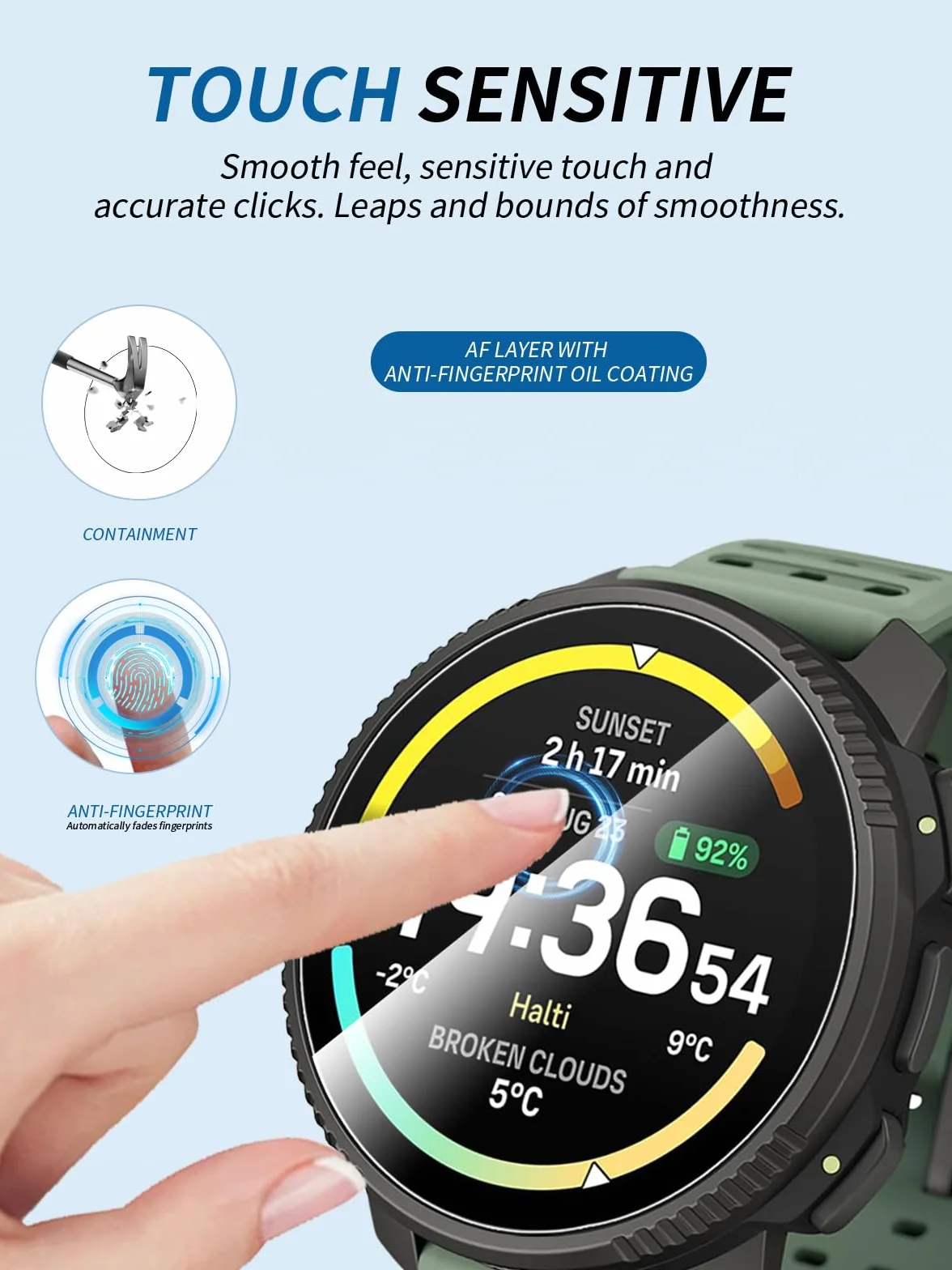 (3 sztuki) folia ochronna do zegarka Suunto Vertical 2 Smartwatch, yystao hartowane szkło folia ochronna na wyświetlacz, wysoka rozdzielczość, odporna na zarysowania, wrażliwa na dotyk, twardość 9H