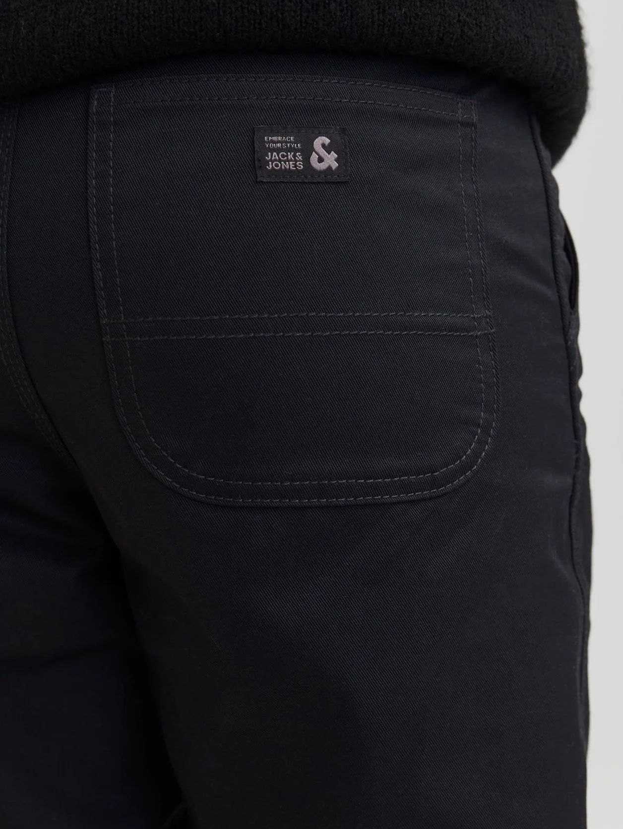JACK&JONES JUNIOR Jpstalex Clean Jjworker Pants Noos Jnr spodnie chłopięce, Czarny/szczegóły: szwy W. Dtm, 152